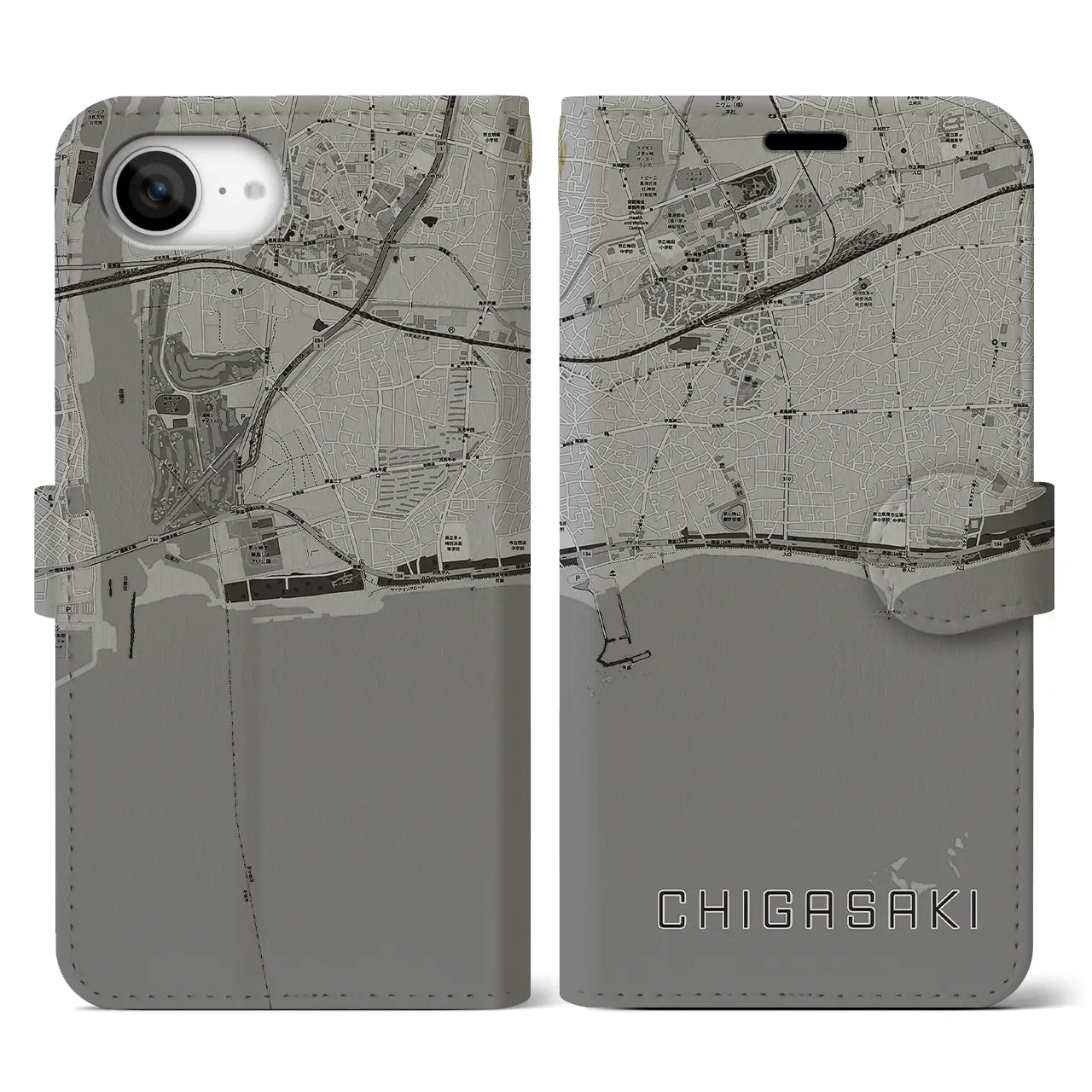 【茅ヶ崎(神奈川県)】地図柄iPhoneケース(手帳タイプ)