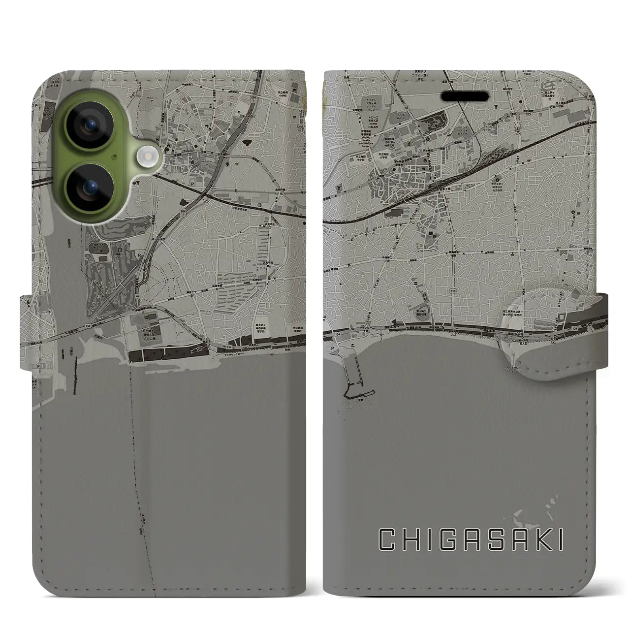 【茅ヶ崎(神奈川県)】地図柄iPhoneケース(手帳タイプ)