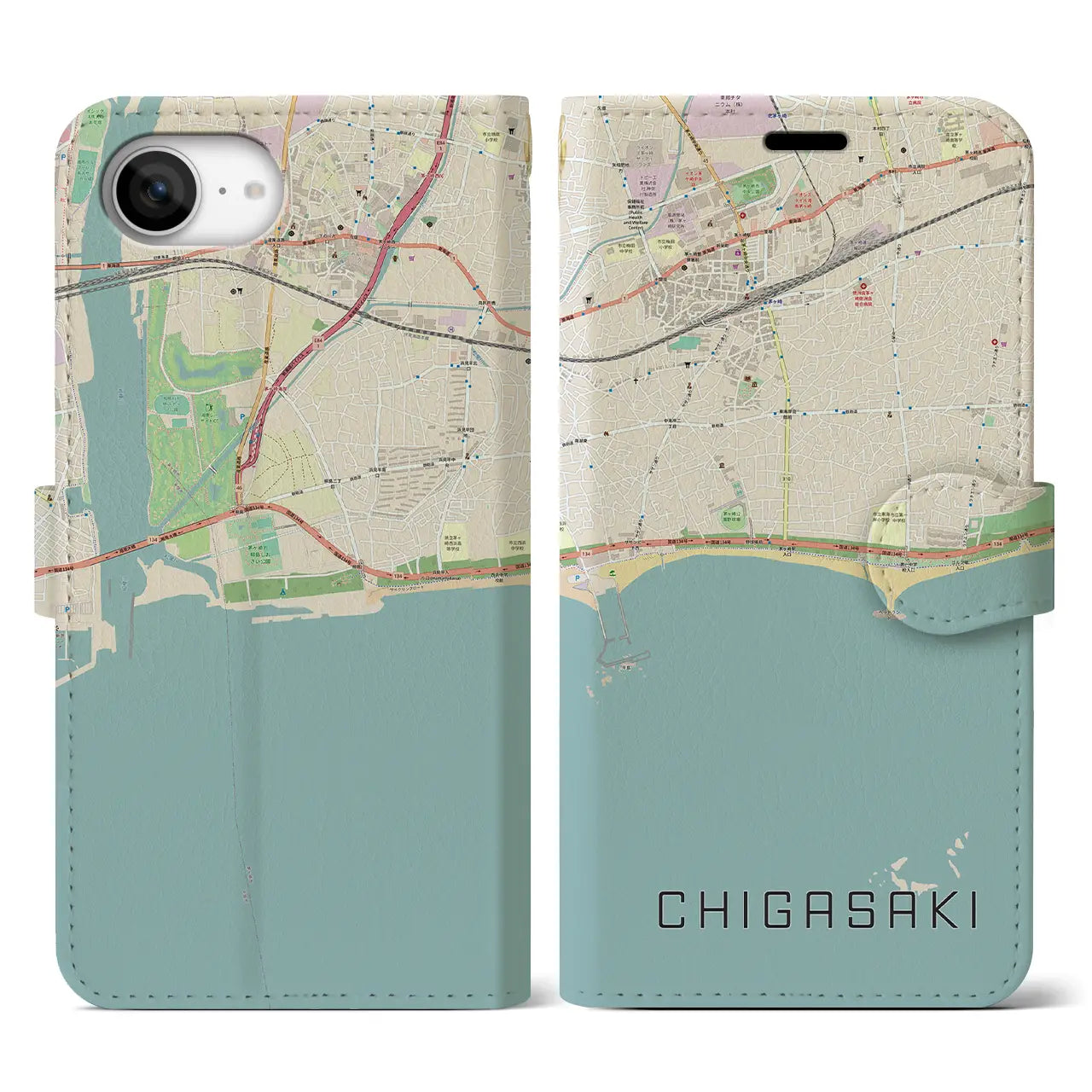 【茅ヶ崎(神奈川県)】地図柄iPhoneケース(手帳タイプ)