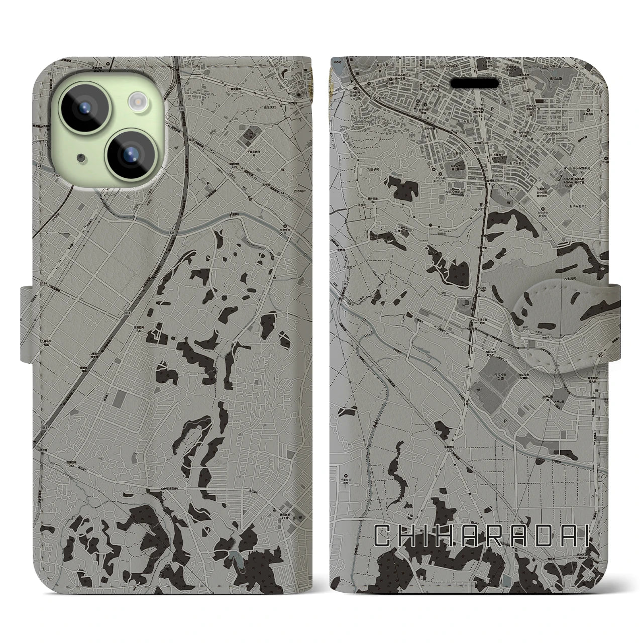 【ちはら台(千葉県)】地図柄iPhoneケース(手帳タイプ)