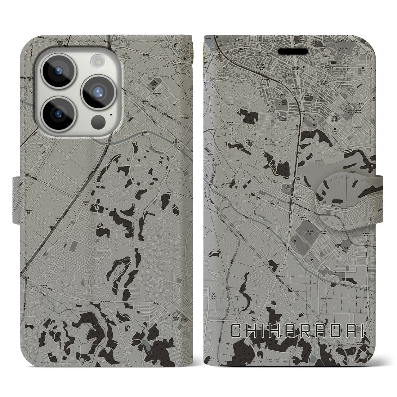 【ちはら台(千葉県)】地図柄iPhoneケース(手帳タイプ)
