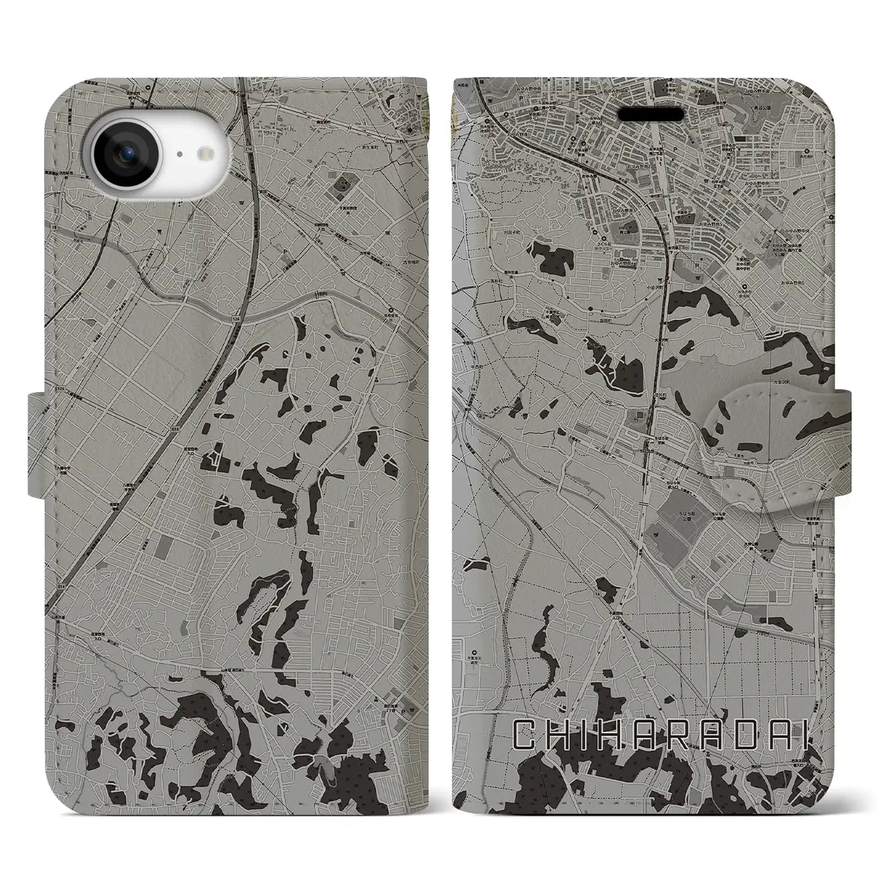 【ちはら台(千葉県)】地図柄iPhoneケース(手帳タイプ)