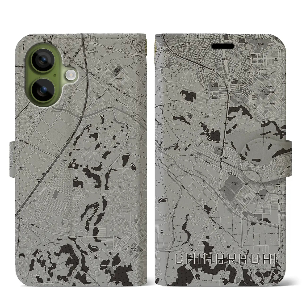 【ちはら台(千葉県)】地図柄iPhoneケース(手帳タイプ)