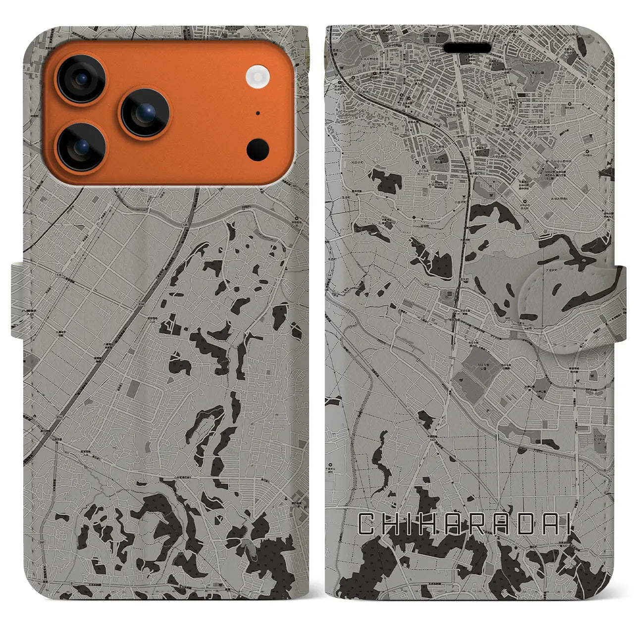 【ちはら台(千葉県)】地図柄iPhoneケース(手帳タイプ)