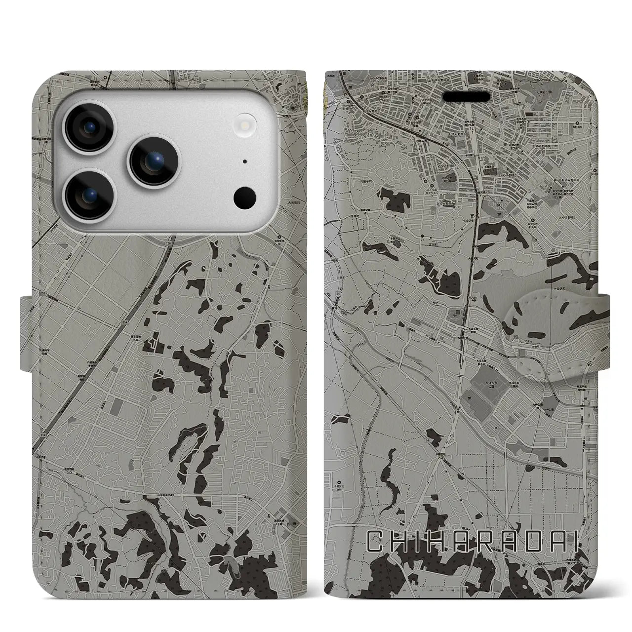 【ちはら台(千葉県)】地図柄iPhoneケース(手帳タイプ)