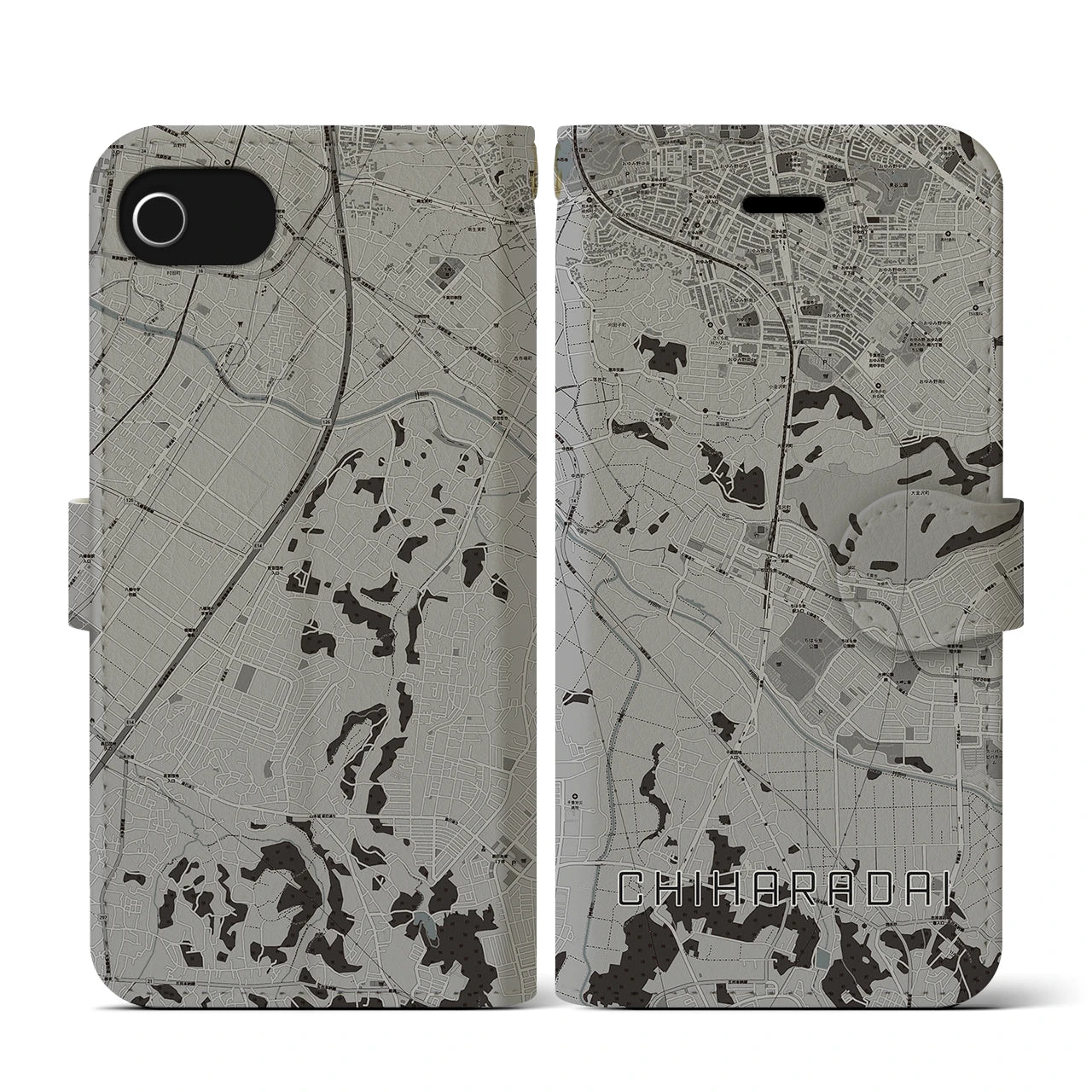 【ちはら台(千葉県)】地図柄iPhoneケース(手帳タイプ)