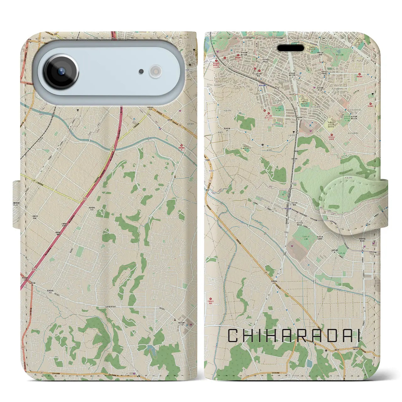 【ちはら台(千葉県)】地図柄iPhoneケース(手帳タイプ)