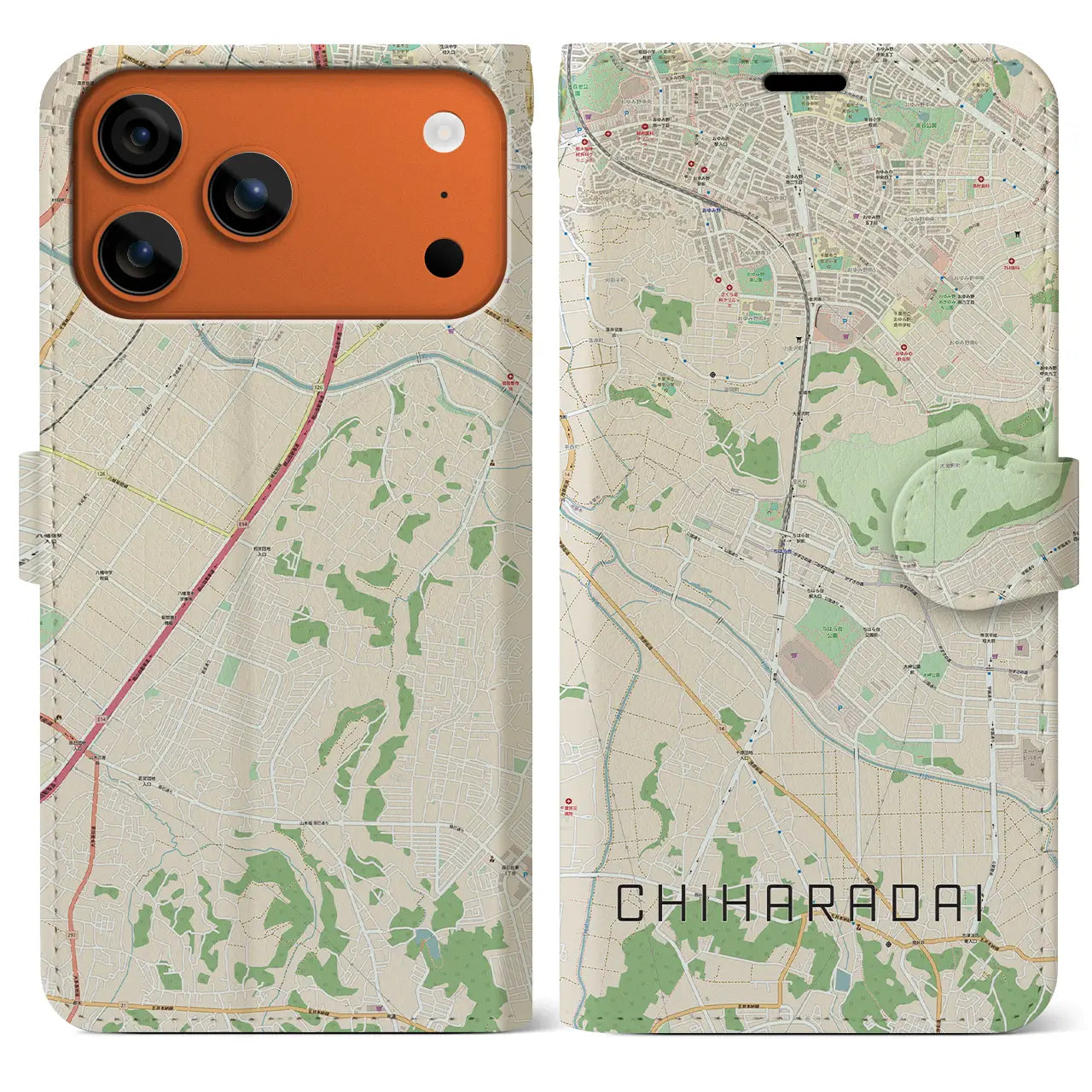 【ちはら台(千葉県)】地図柄iPhoneケース(手帳タイプ)