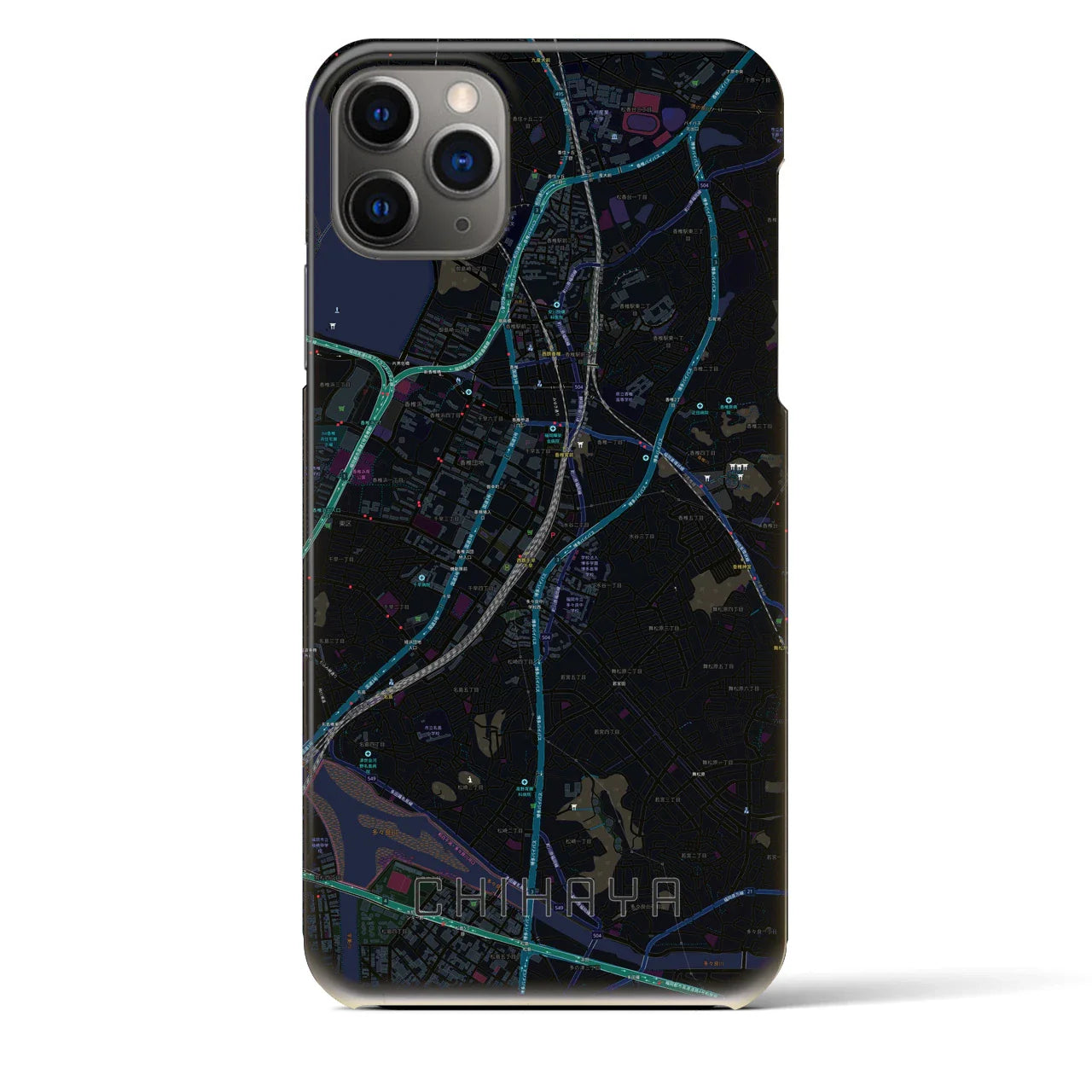 【千早(福岡県)】地図柄iPhoneケース(バックカバータイプ)