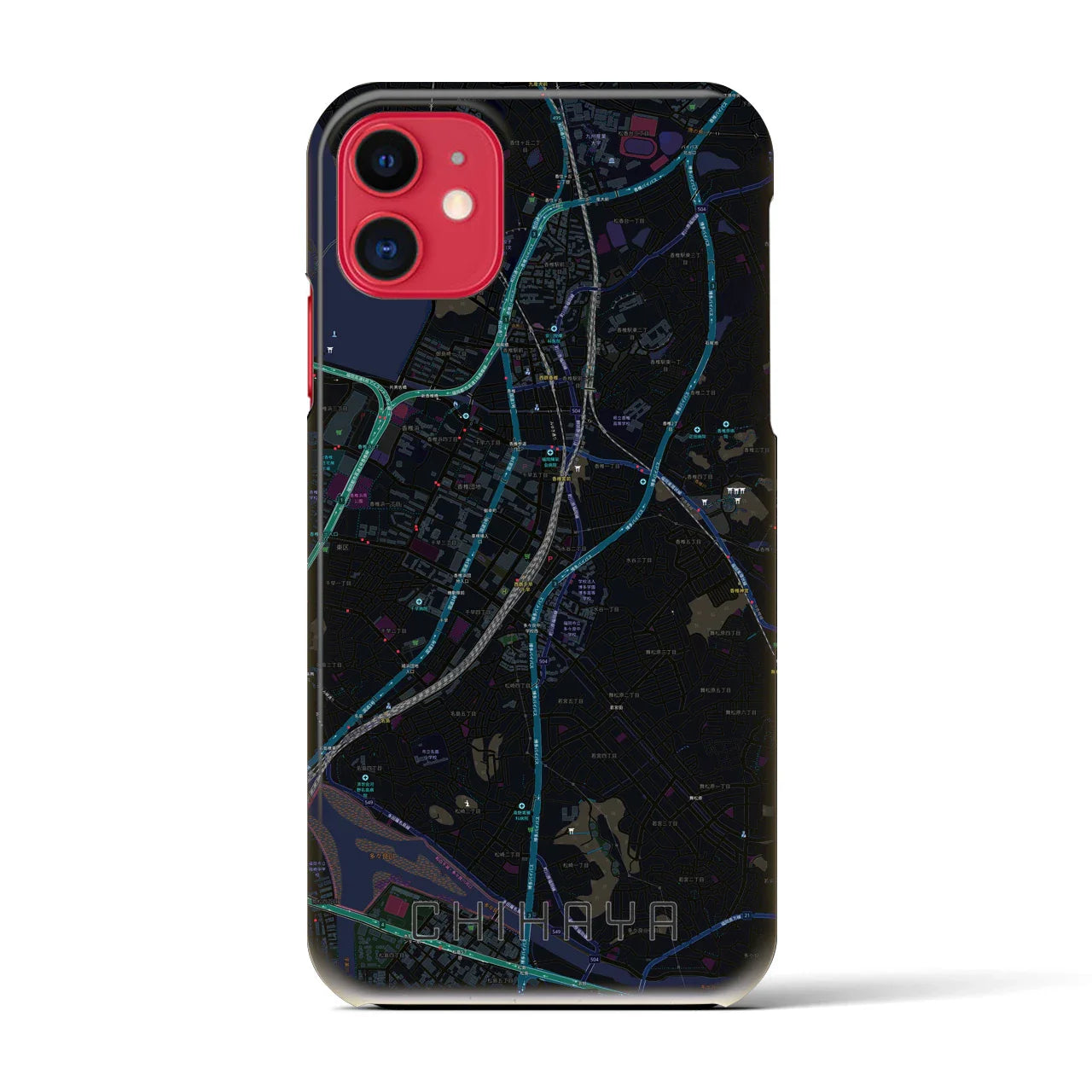 【千早(福岡県)】地図柄iPhoneケース(バックカバータイプ)
