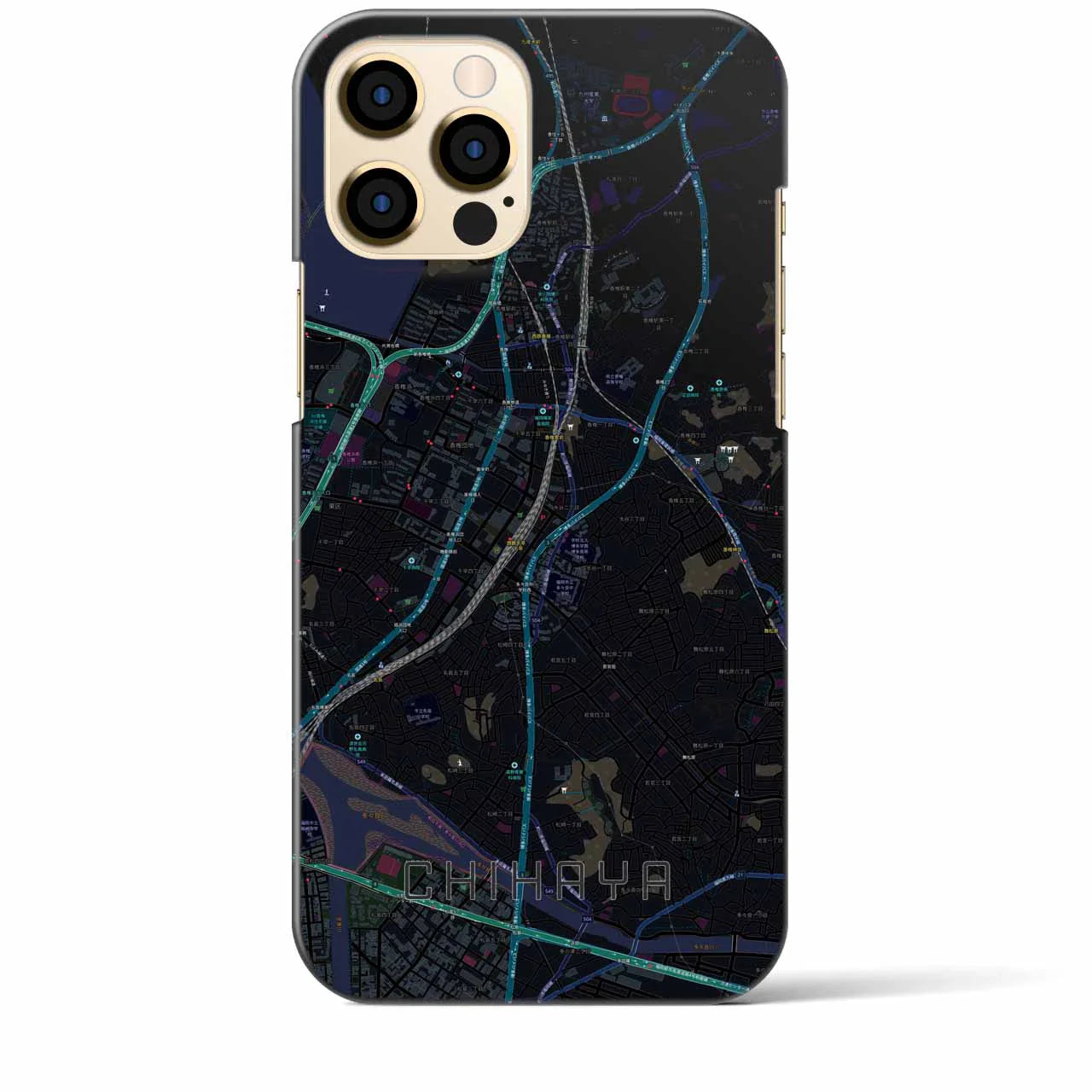 【千早(福岡県)】地図柄iPhoneケース(バックカバータイプ)