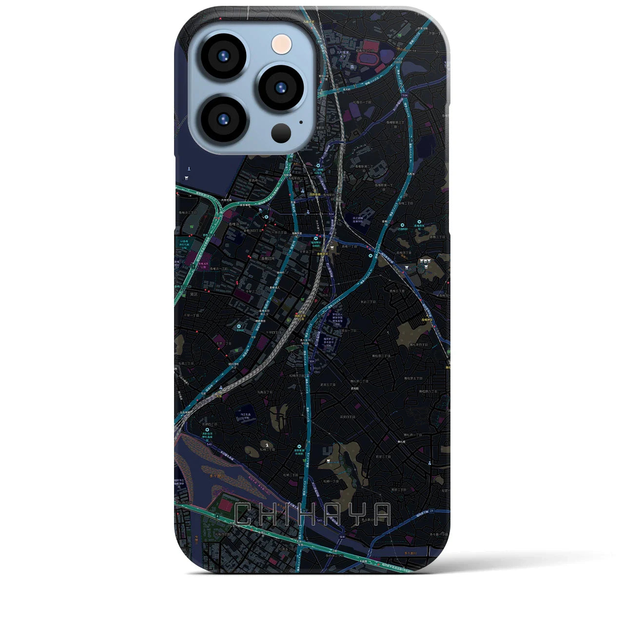 【千早(福岡県)】地図柄iPhoneケース(バックカバータイプ)