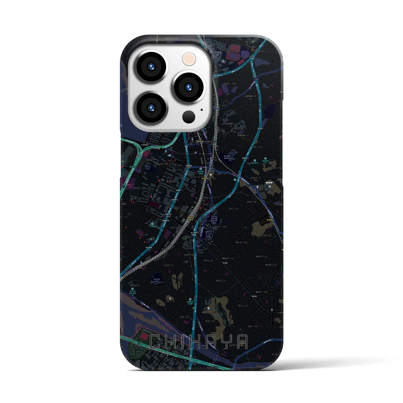 【千早(福岡県)】地図柄iPhoneケース(バックカバータイプ)