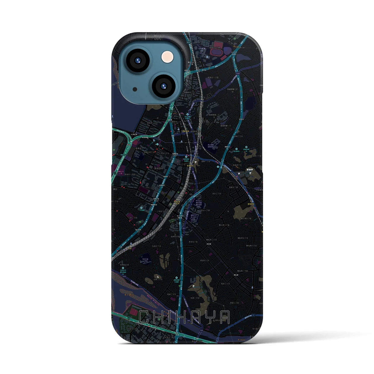 【千早(福岡県)】地図柄iPhoneケース(バックカバータイプ)