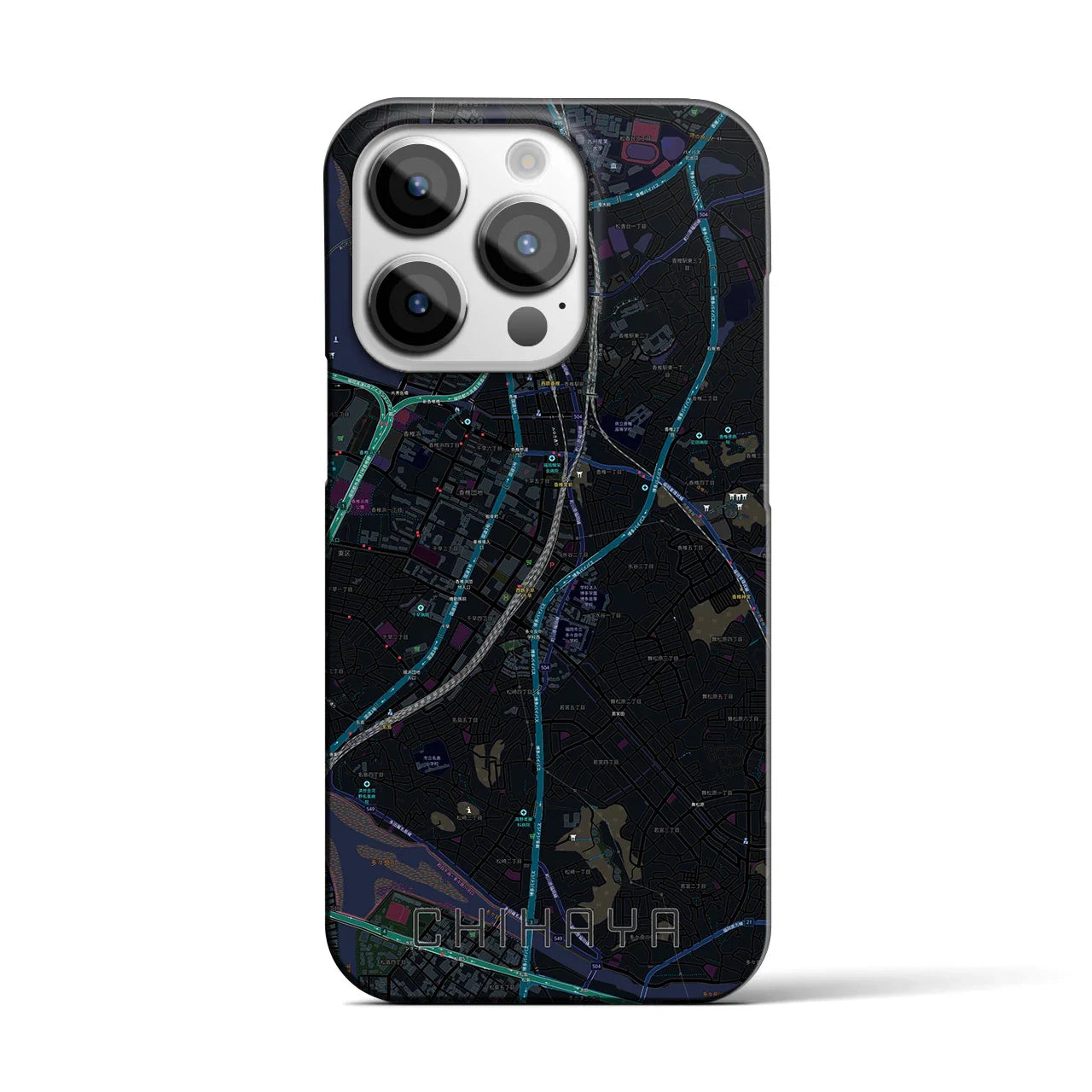 【千早(福岡県)】地図柄iPhoneケース(バックカバータイプ)