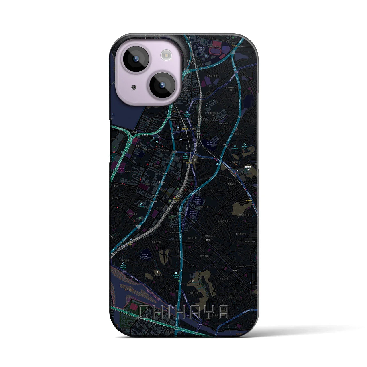 【千早(福岡県)】地図柄iPhoneケース(バックカバータイプ)