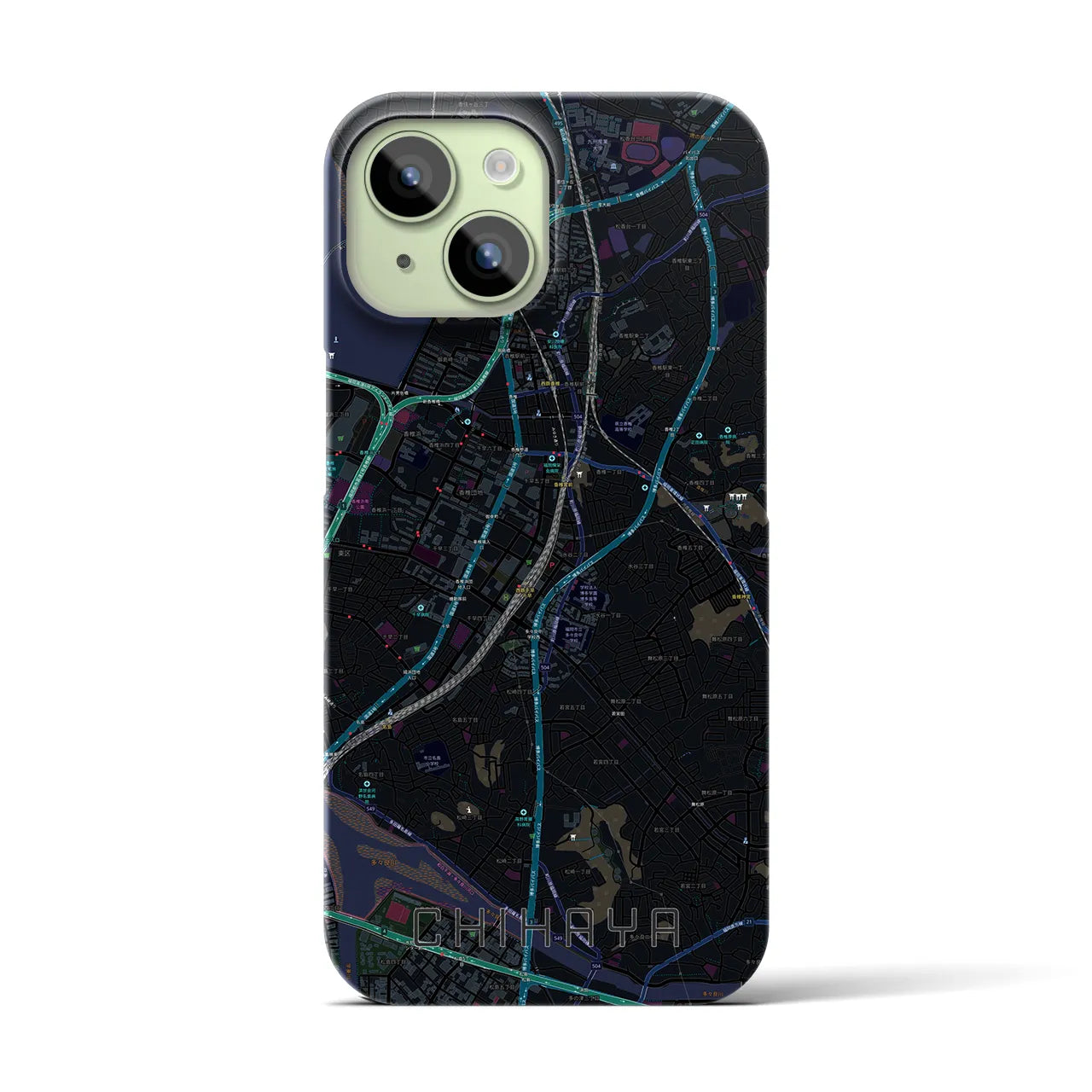 【千早(福岡県)】地図柄iPhoneケース(バックカバータイプ)