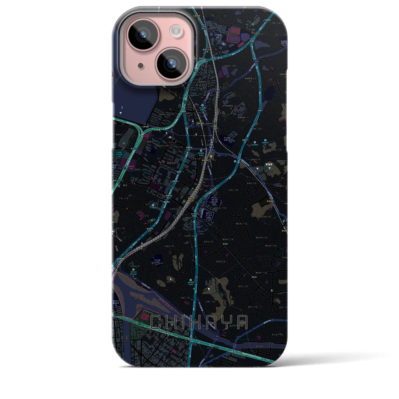 【千早(福岡県)】地図柄iPhoneケース(バックカバータイプ)