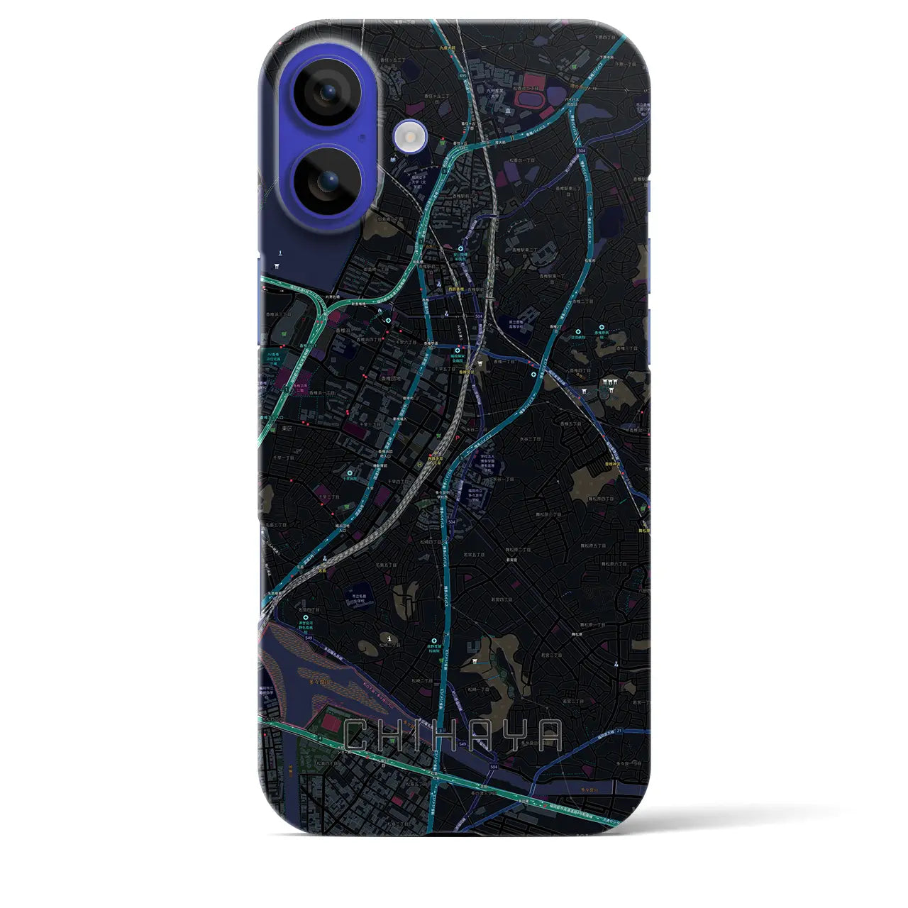 【千早(福岡県)】地図柄iPhoneケース(バックカバータイプ)