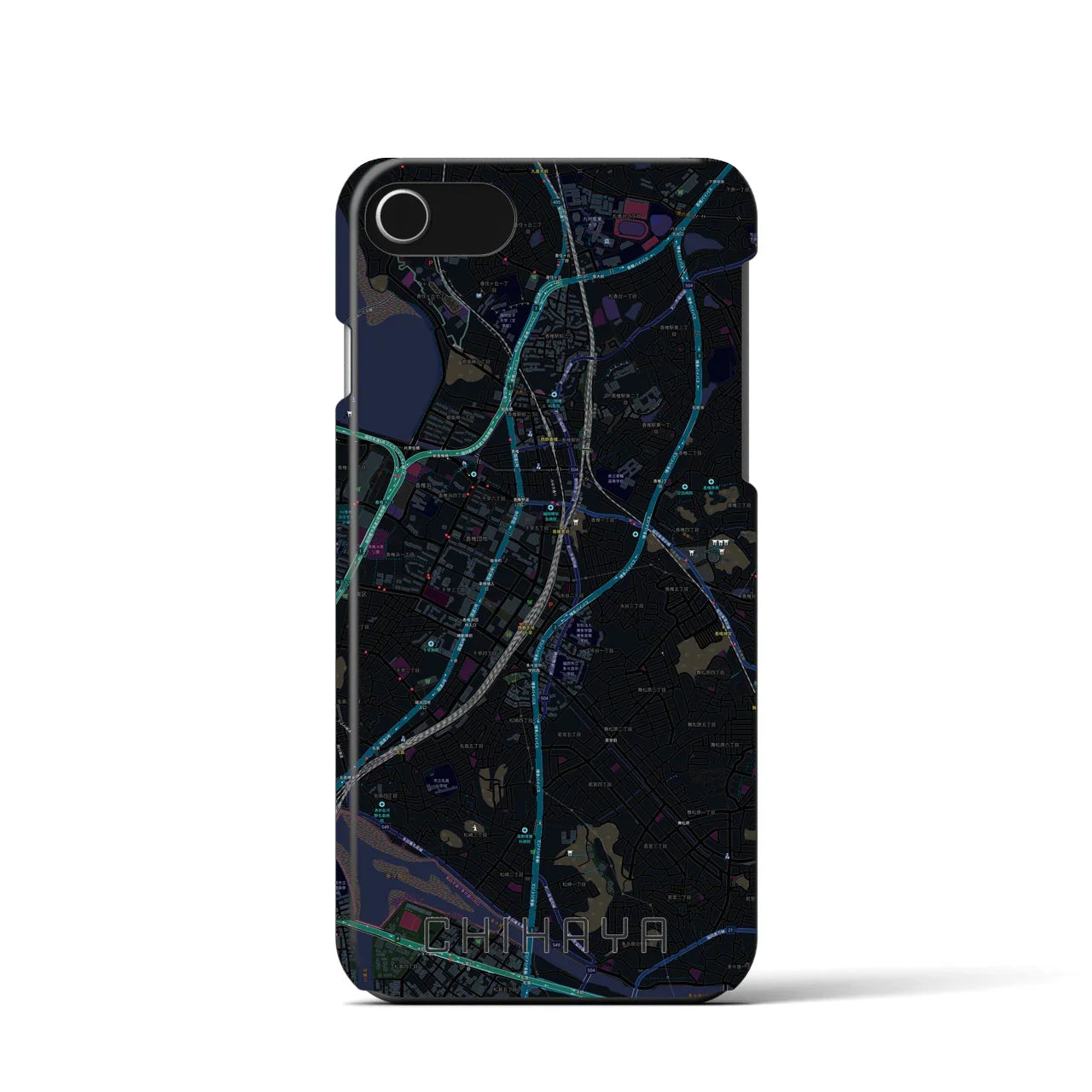 【千早(福岡県)】地図柄iPhoneケース(バックカバータイプ)