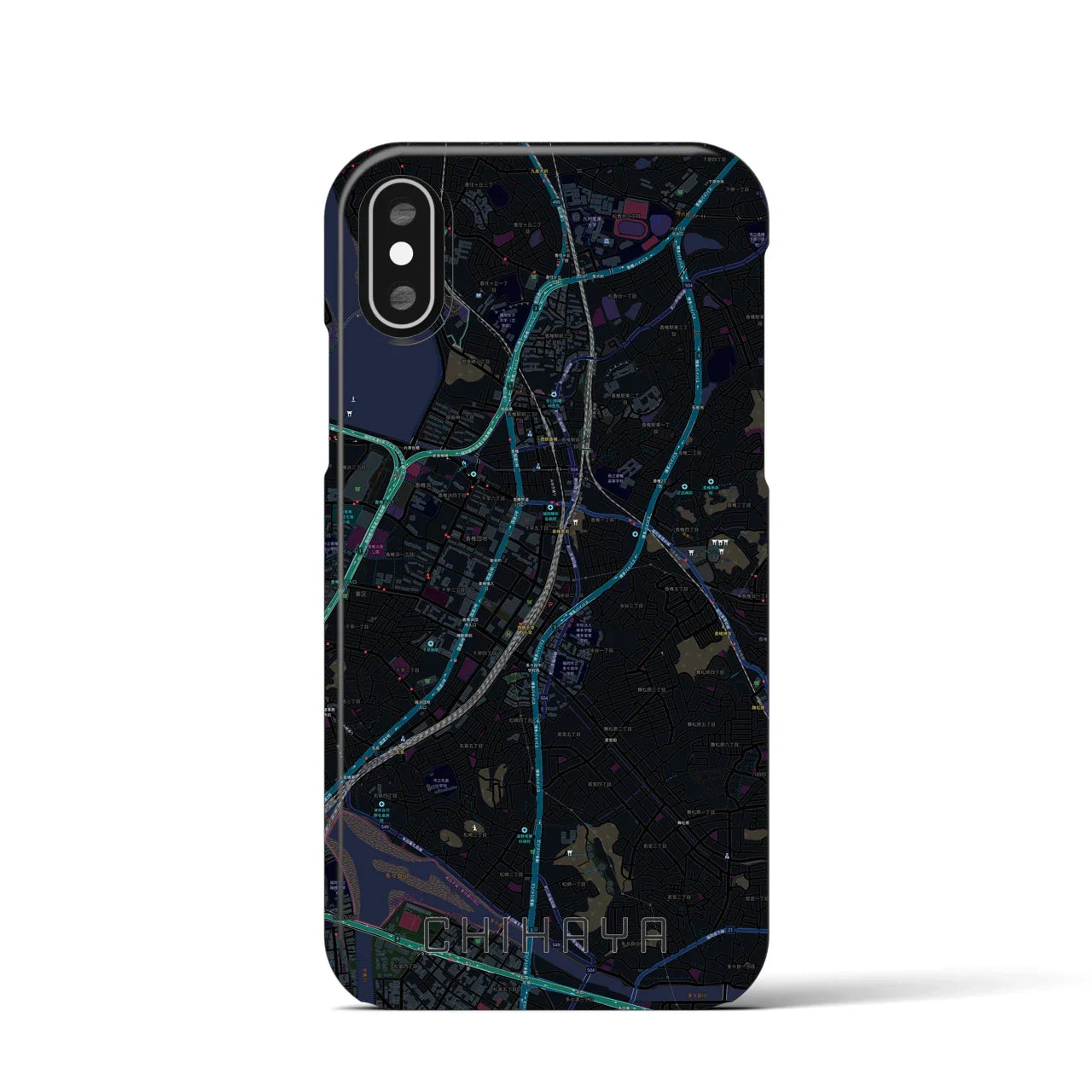 【千早(福岡県)】地図柄iPhoneケース(バックカバータイプ)
