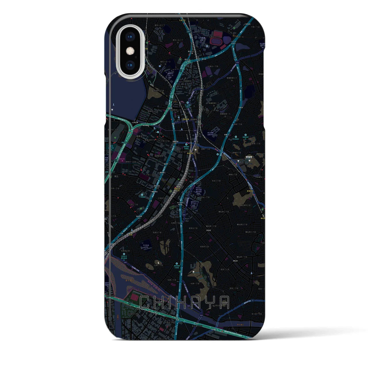【千早(福岡県)】地図柄iPhoneケース(バックカバータイプ)