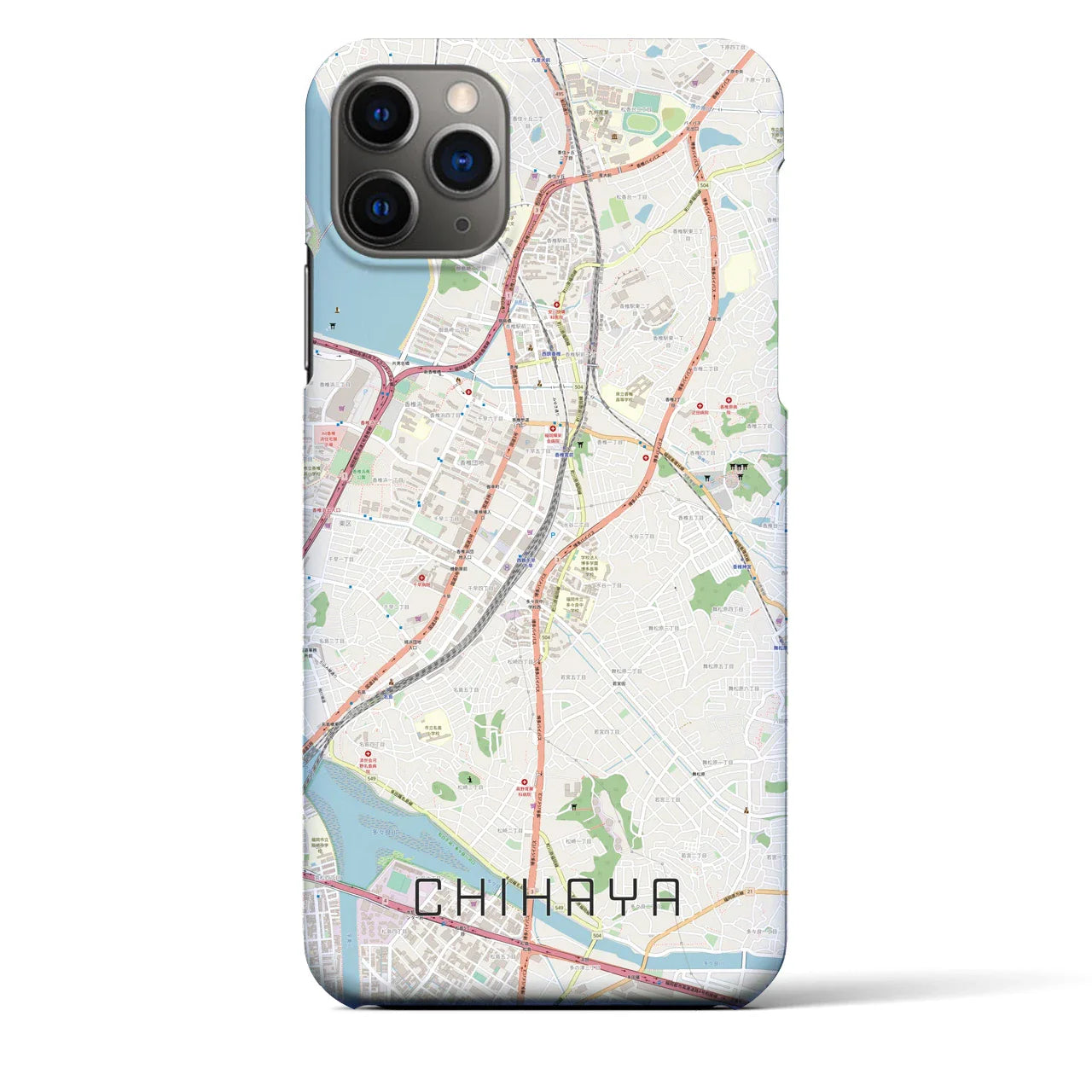 【千早(福岡県)】地図柄iPhoneケース(バックカバータイプ)