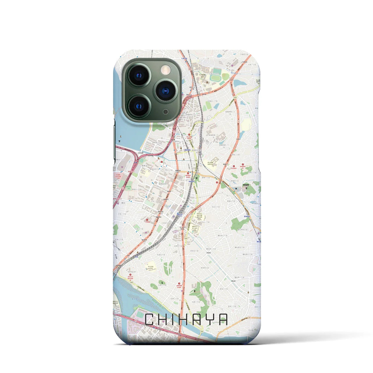 【千早(福岡県)】地図柄iPhoneケース(バックカバータイプ)
