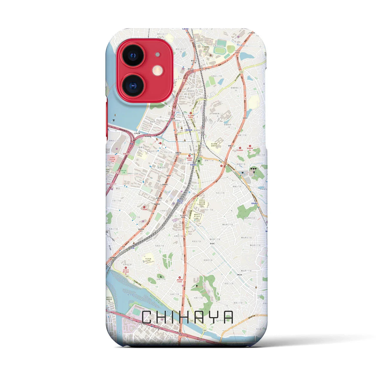 【千早(福岡県)】地図柄iPhoneケース(バックカバータイプ)