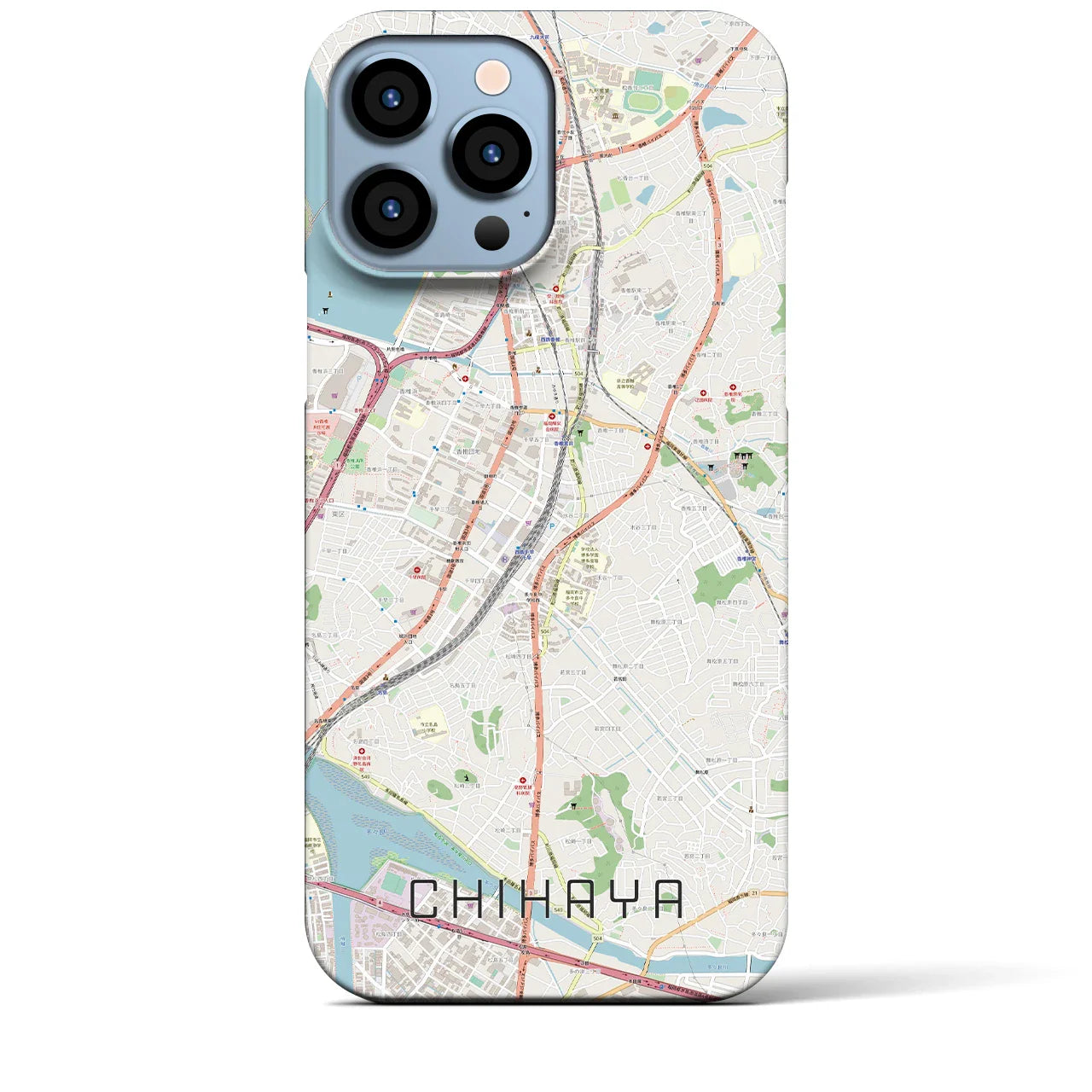 【千早(福岡県)】地図柄iPhoneケース(バックカバータイプ)