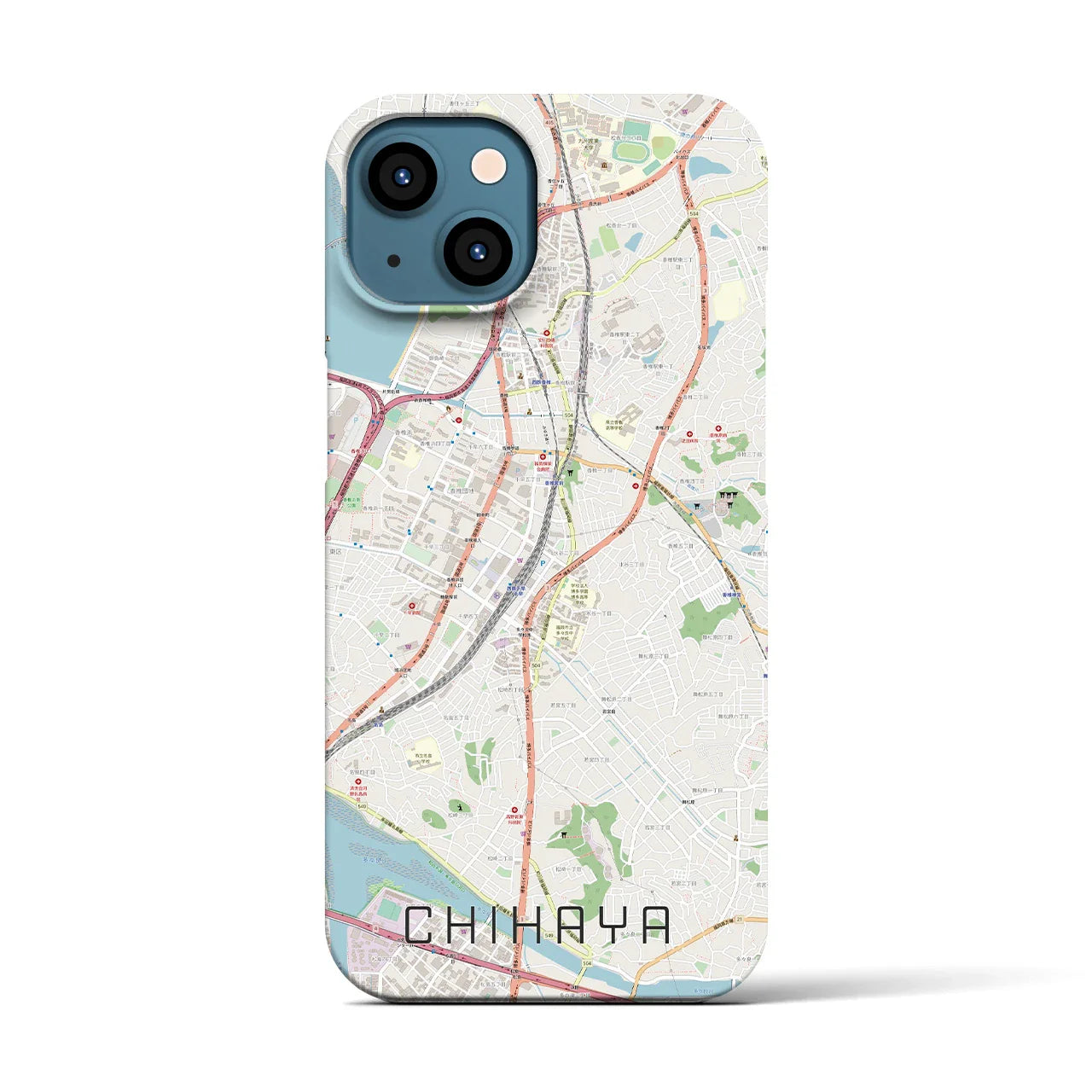 【千早(福岡県)】地図柄iPhoneケース(バックカバータイプ)