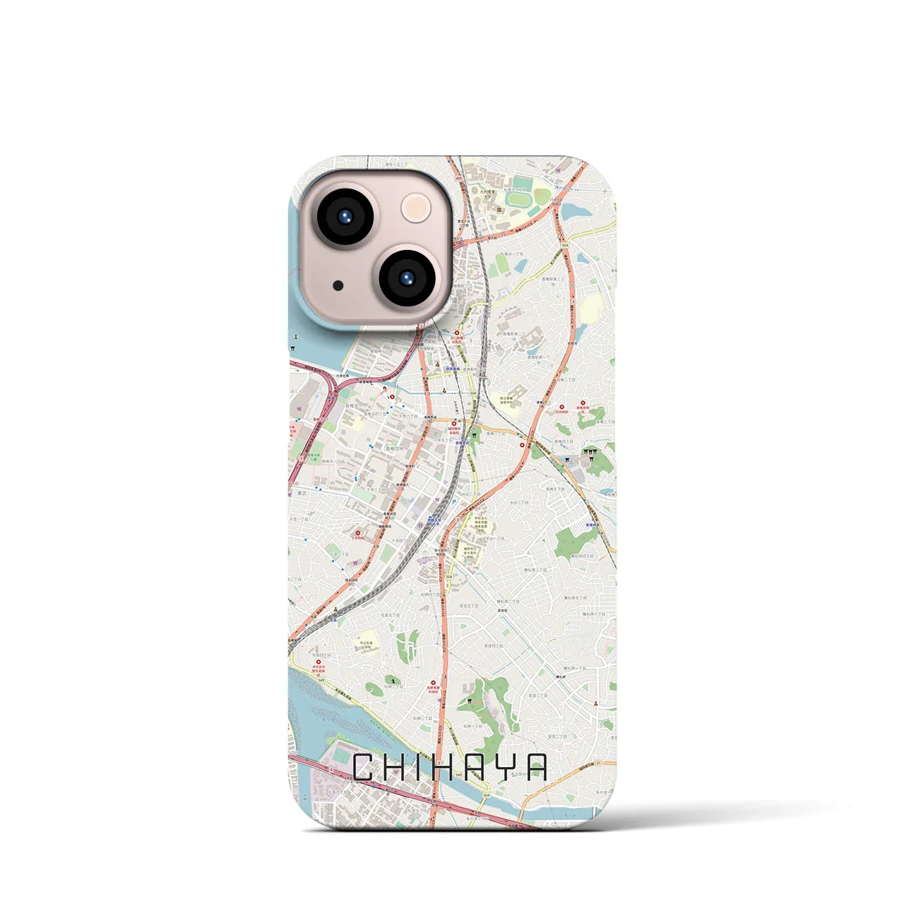 【千早(福岡県)】地図柄iPhoneケース(バックカバータイプ)