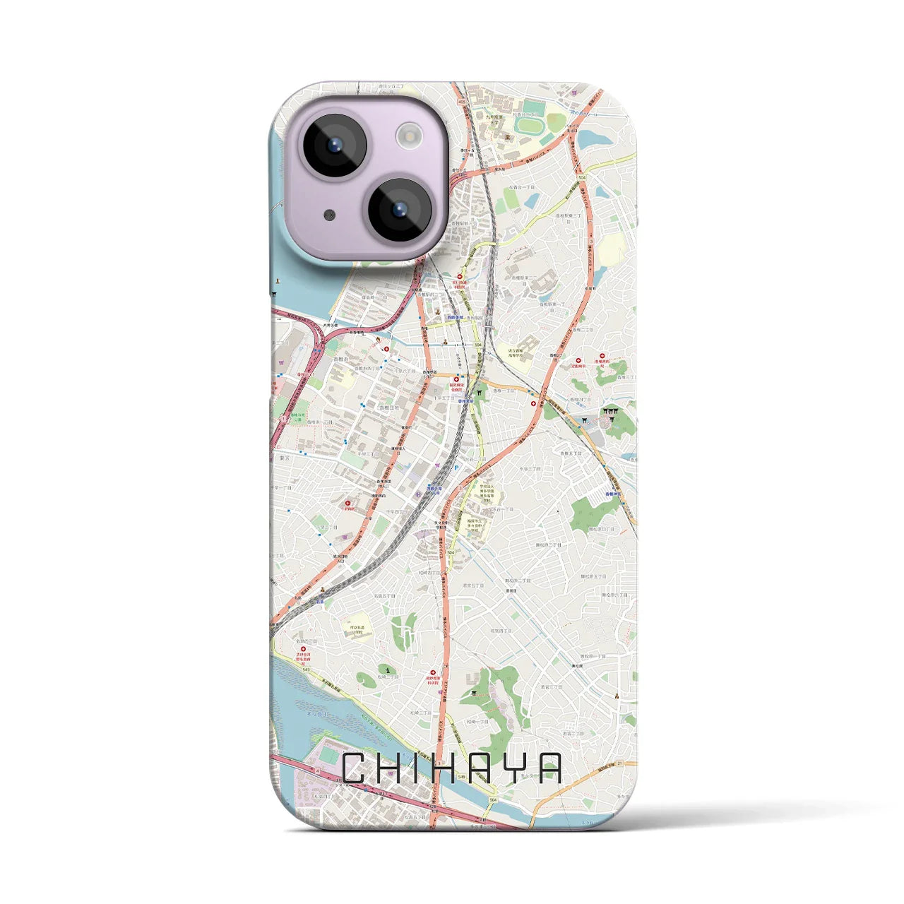 【千早(福岡県)】地図柄iPhoneケース(バックカバータイプ)