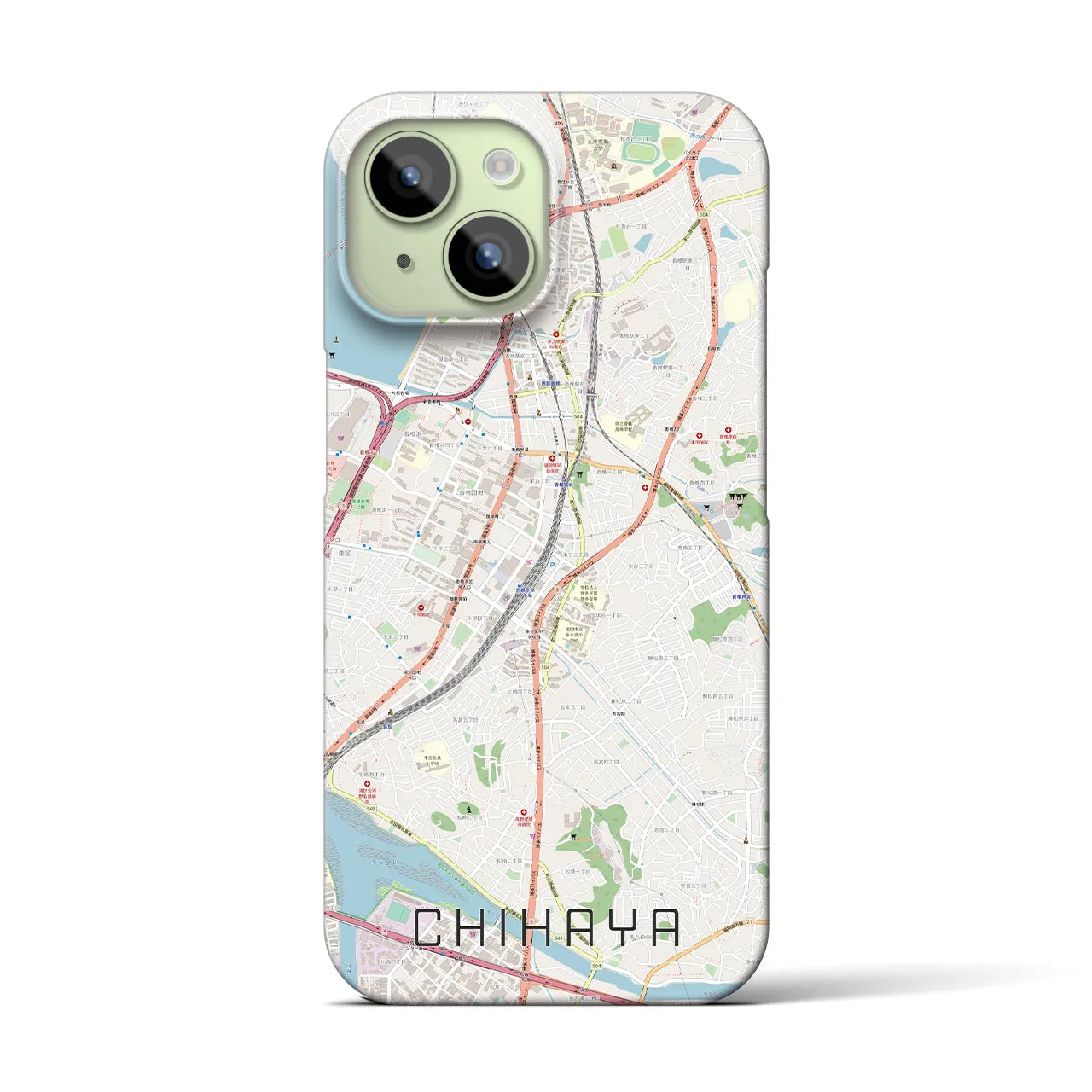 【千早(福岡県)】地図柄iPhoneケース(バックカバータイプ)