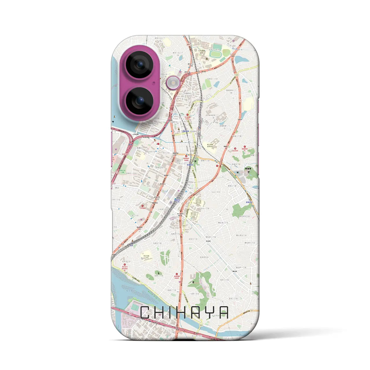 【千早(福岡県)】地図柄iPhoneケース(バックカバータイプ)