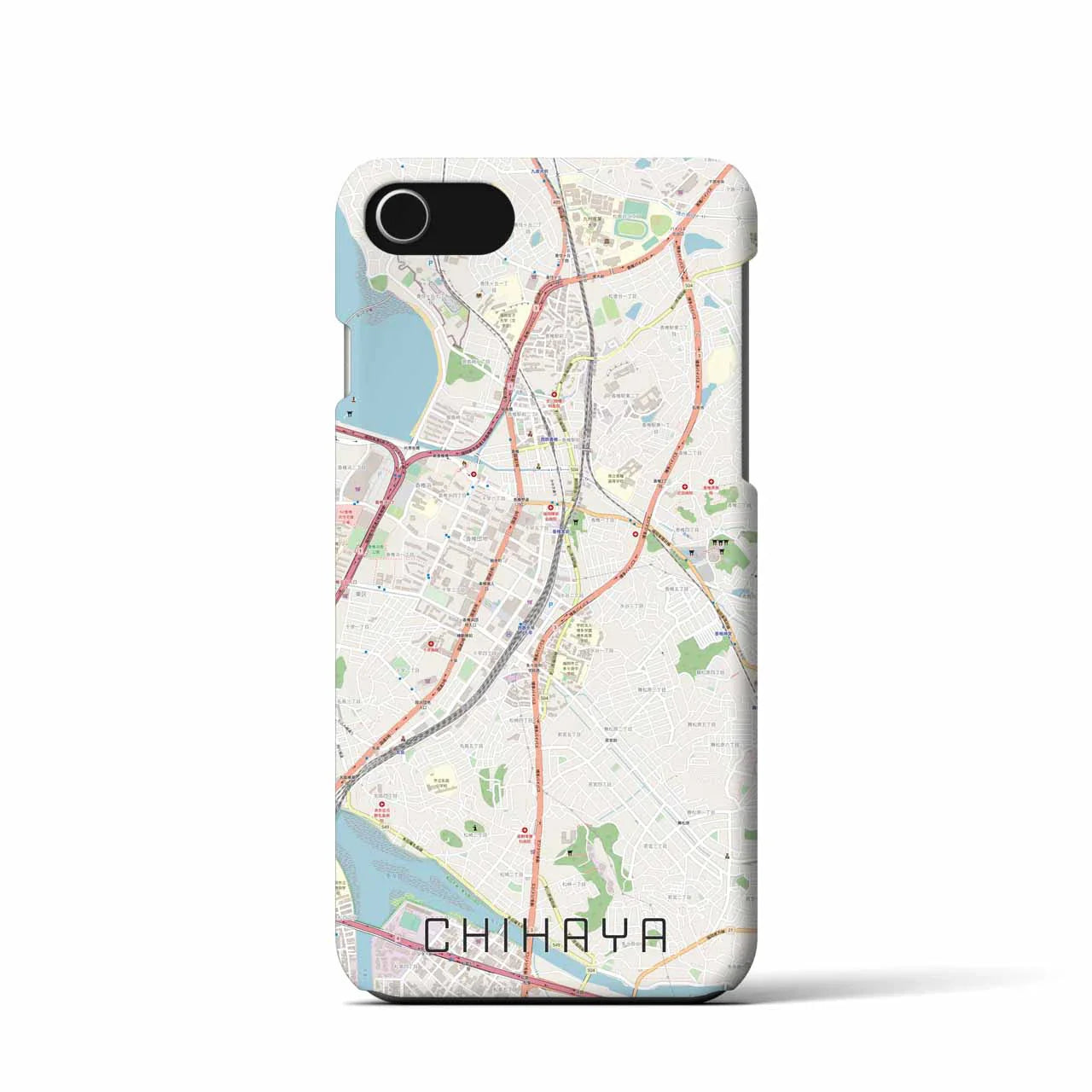 【千早(福岡県)】地図柄iPhoneケース(バックカバータイプ)