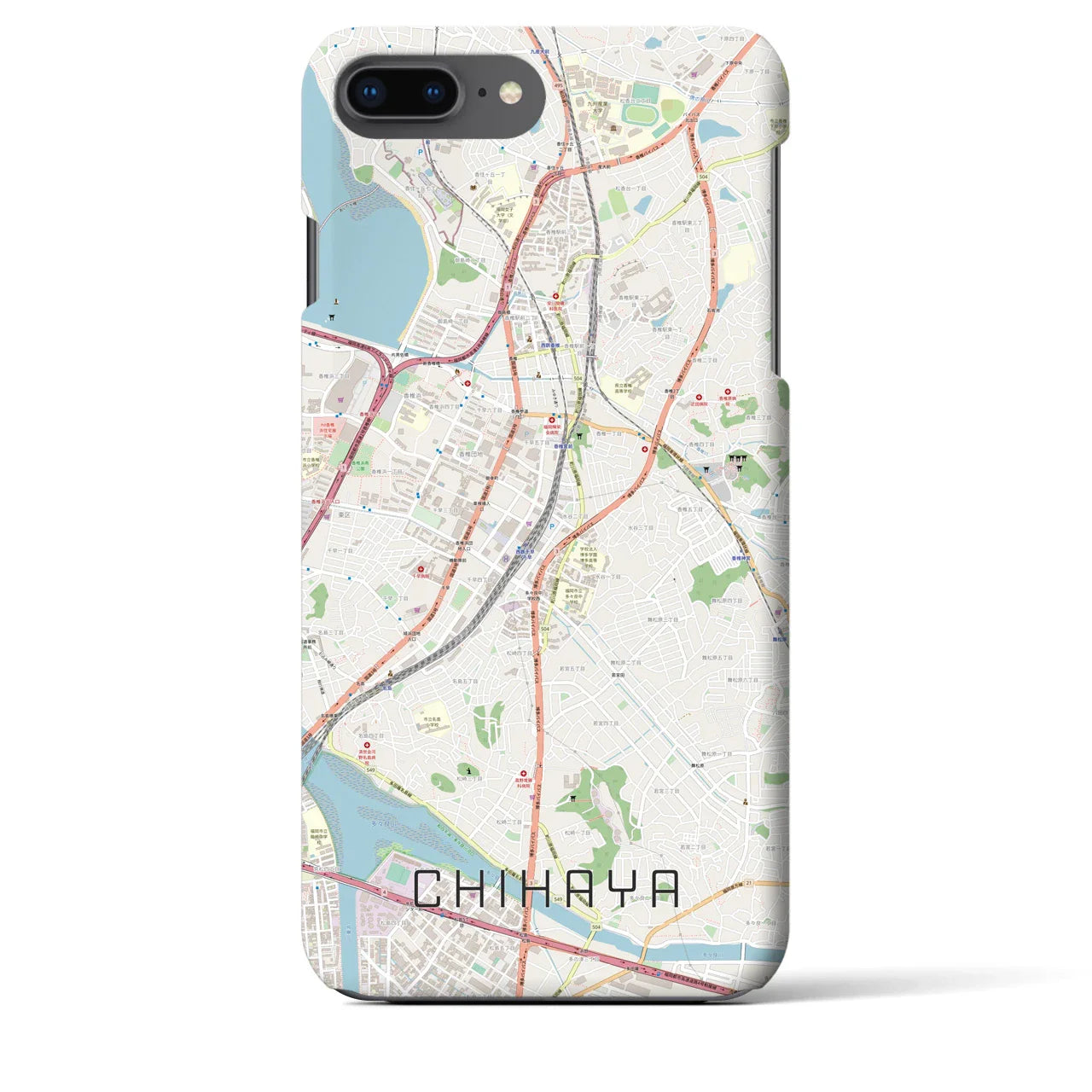 【千早(福岡県)】地図柄iPhoneケース(バックカバータイプ)