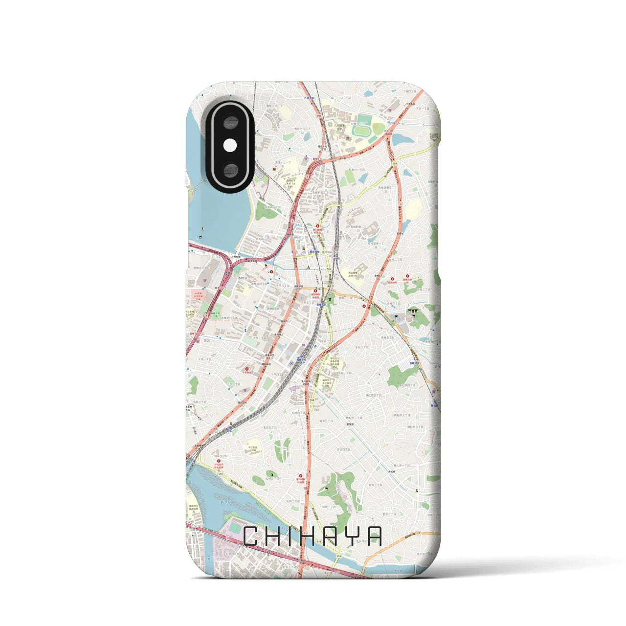 【千早(福岡県)】地図柄iPhoneケース(バックカバータイプ)