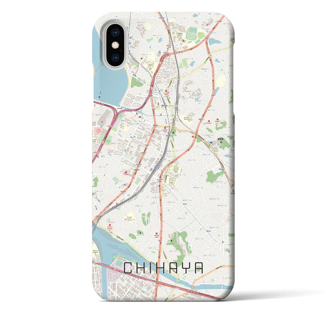 【千早(福岡県)】地図柄iPhoneケース(バックカバータイプ)