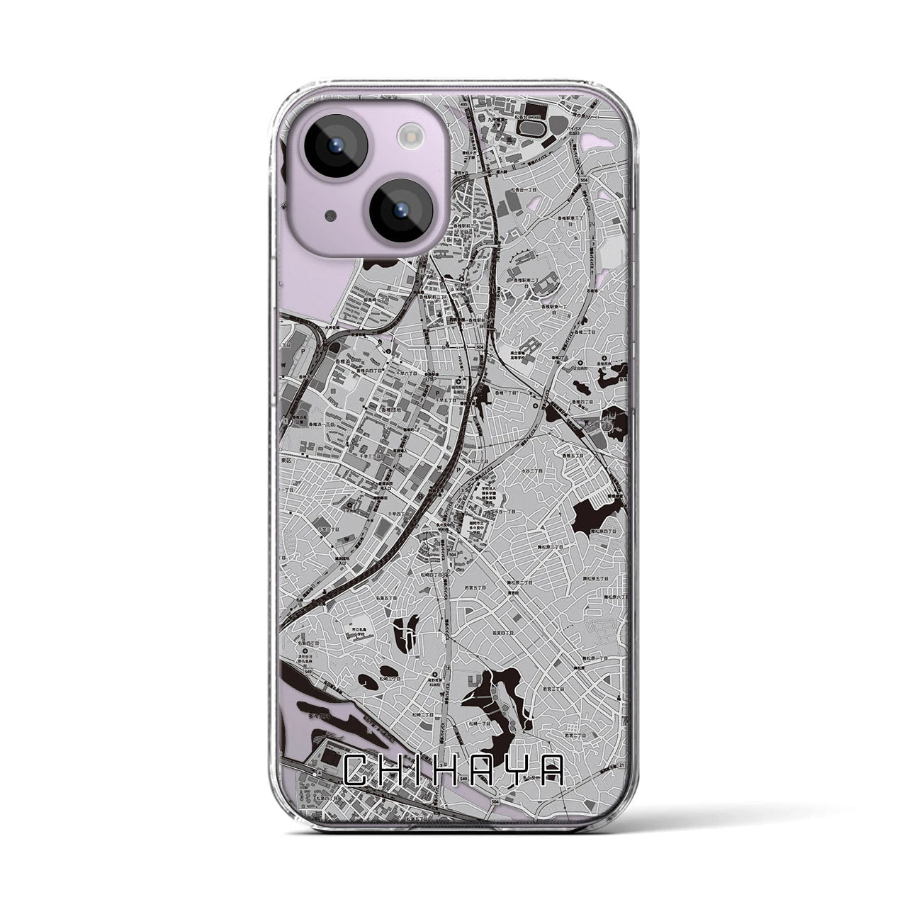 【千早(福岡県)】地図柄iPhoneケース(クリアタイプ)