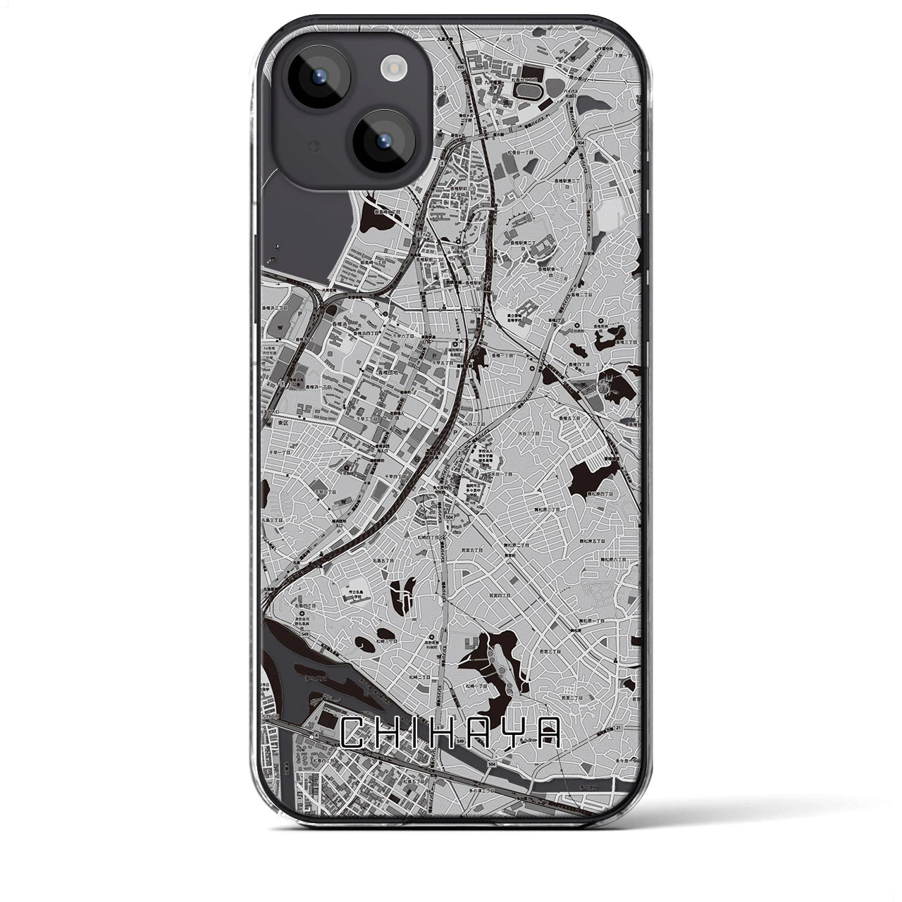 【千早(福岡県)】地図柄iPhoneケース(クリアタイプ)