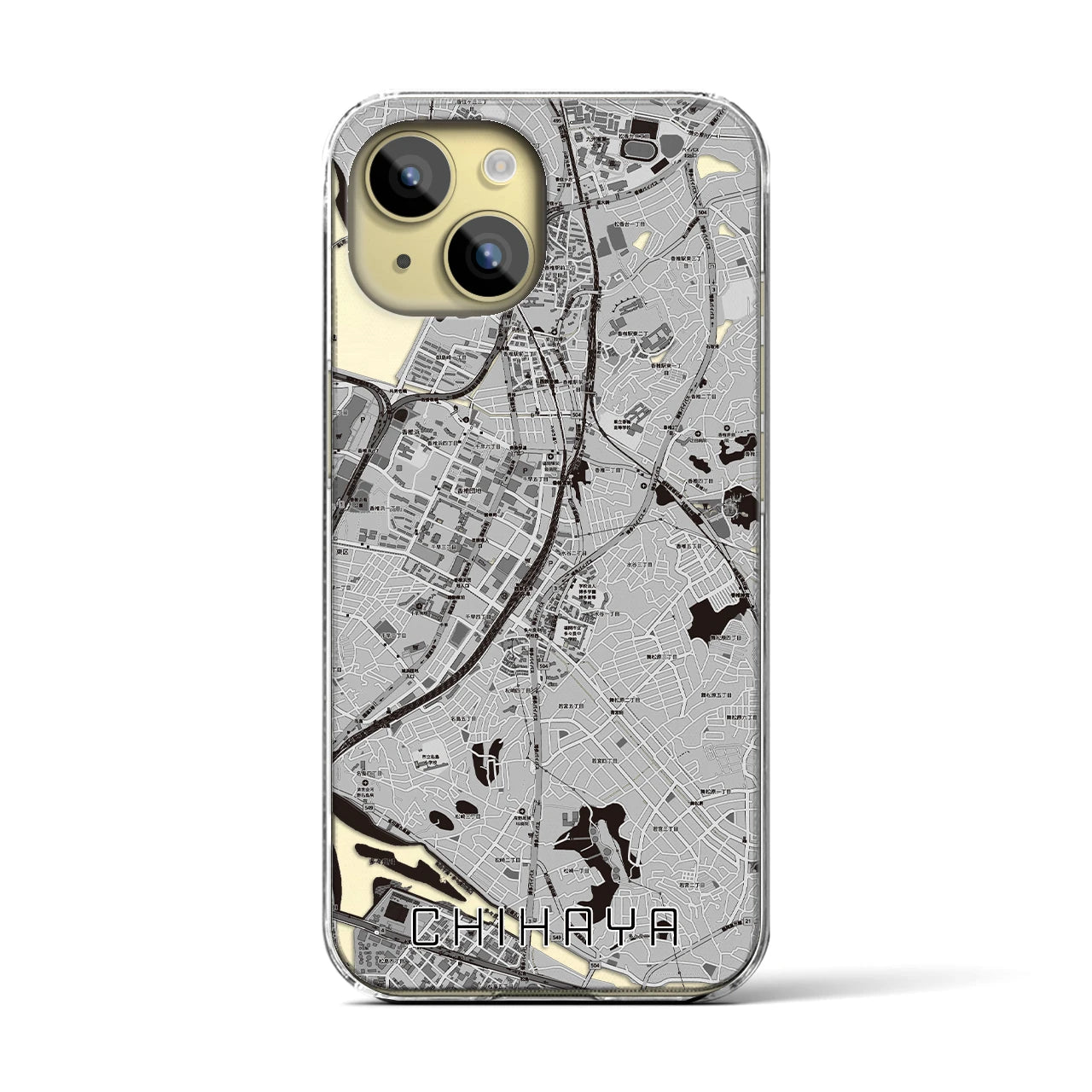 【千早(福岡県)】地図柄iPhoneケース(クリアタイプ)