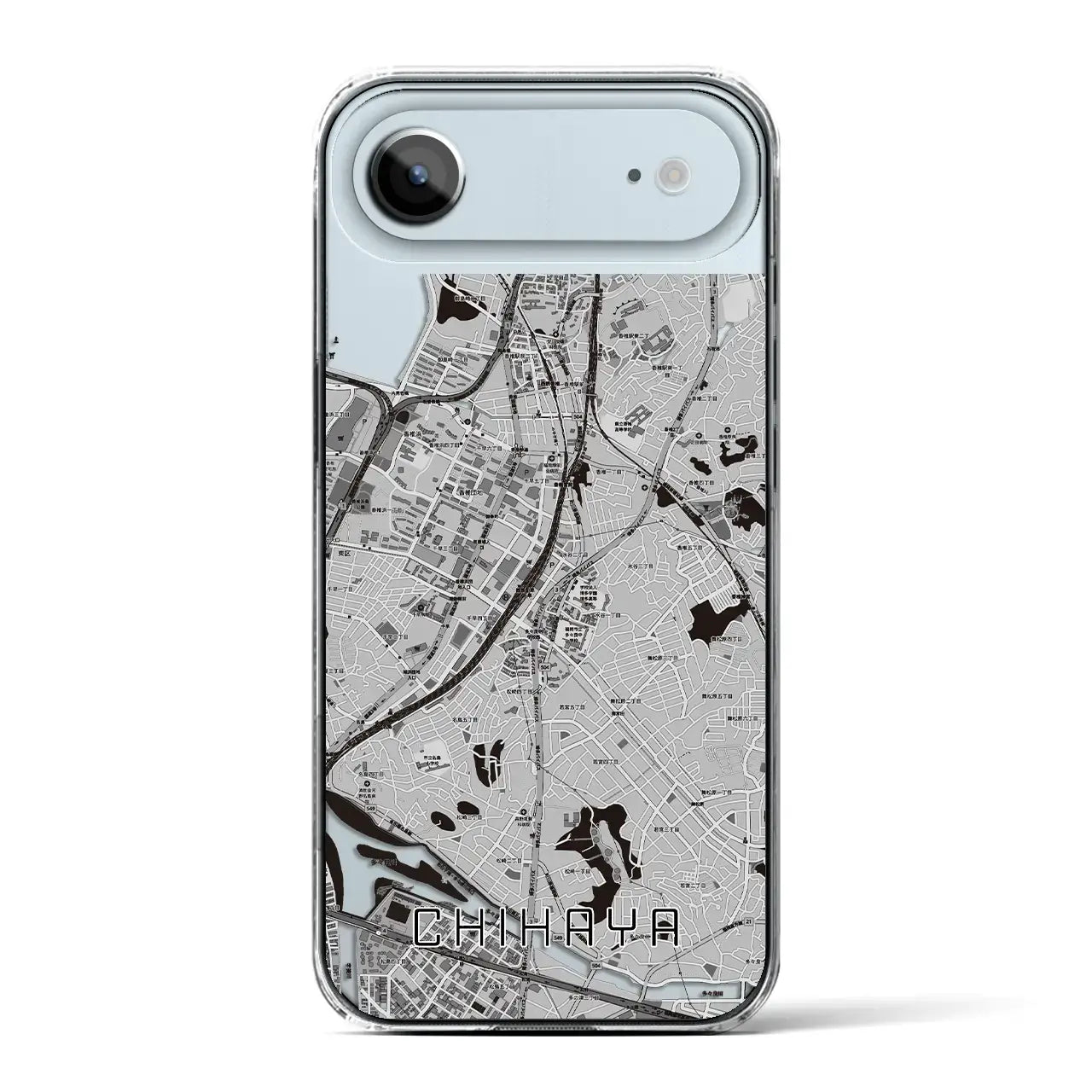 【千早(福岡県)】地図柄iPhoneケース(クリアタイプ)モノトーン・iPhone 17 Pro Max 用