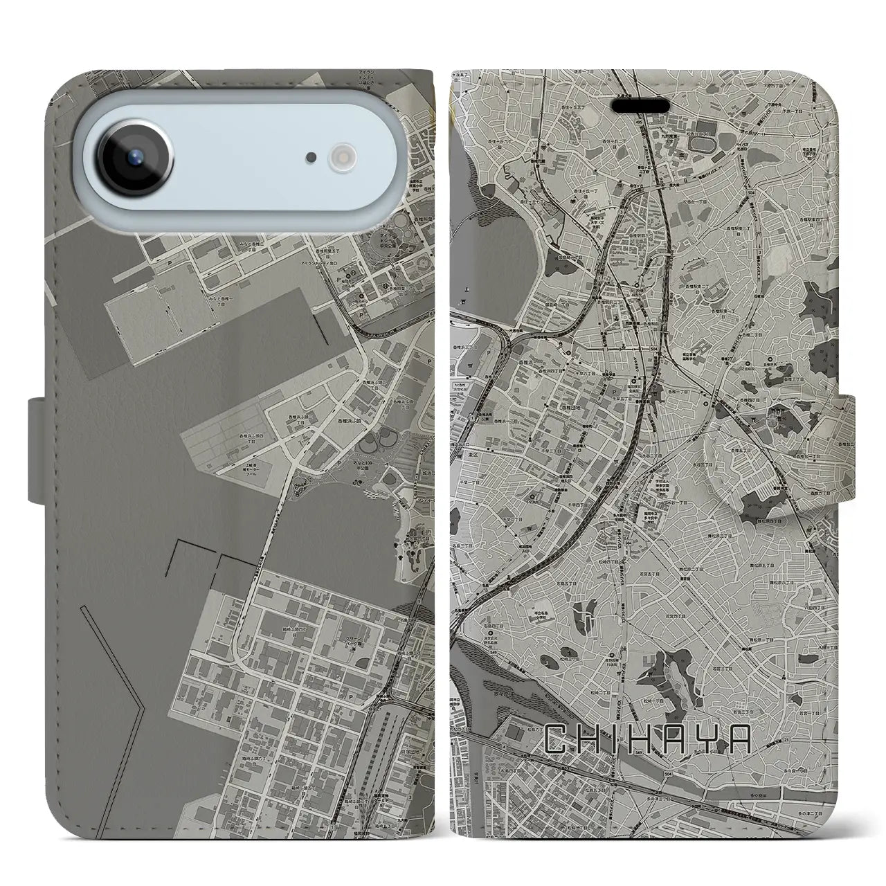 【千早(福岡県)】地図柄iPhoneケース(手帳タイプ)