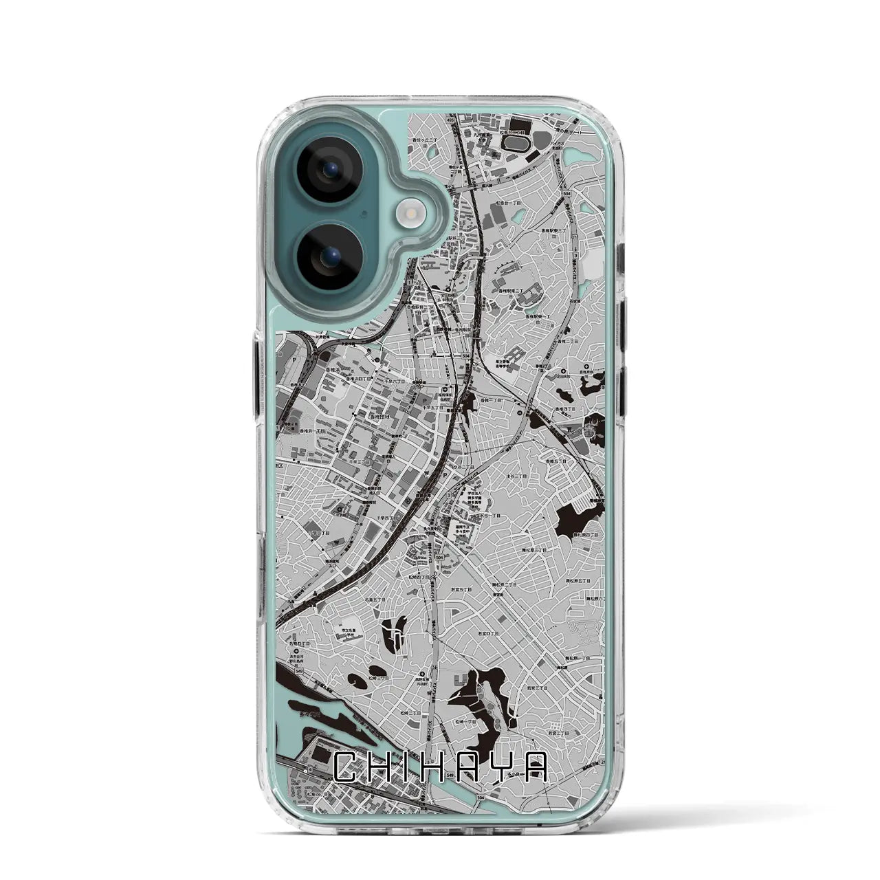 【千早(福岡県)】地図柄iPhoneケース(MagSafeタイプ)モノトーン・iPhone 16 Pro 用