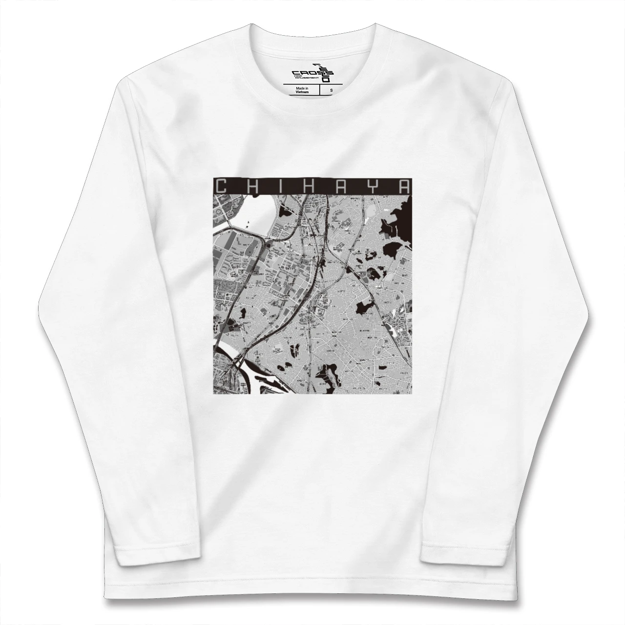 【千早(福岡県)】地図柄ロングスリーブTシャツ
