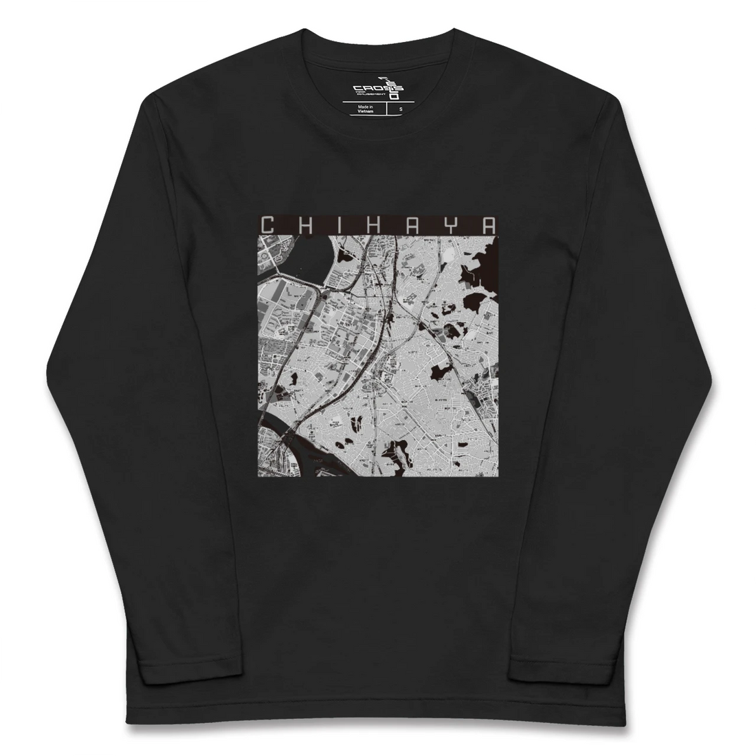 【千早(福岡県)】地図柄ロングスリーブTシャツ