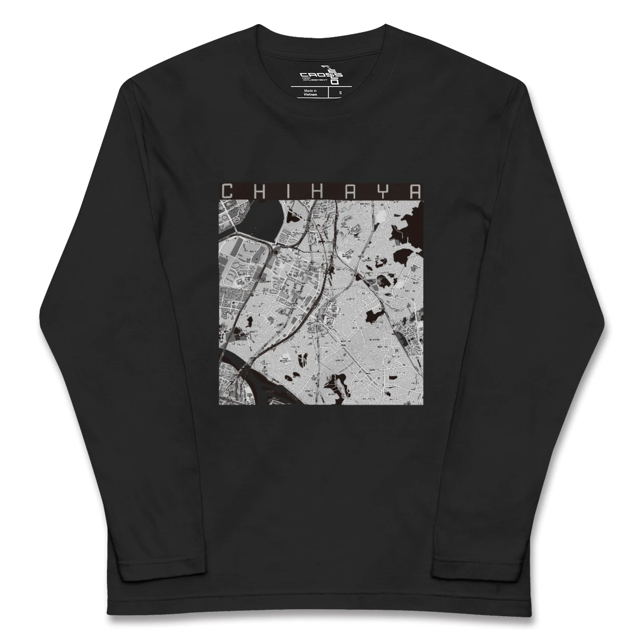 【千早(福岡県)】地図柄ロングスリーブTシャツ