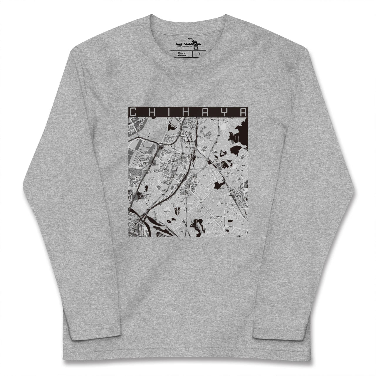 【千早(福岡県)】地図柄ロングスリーブTシャツ