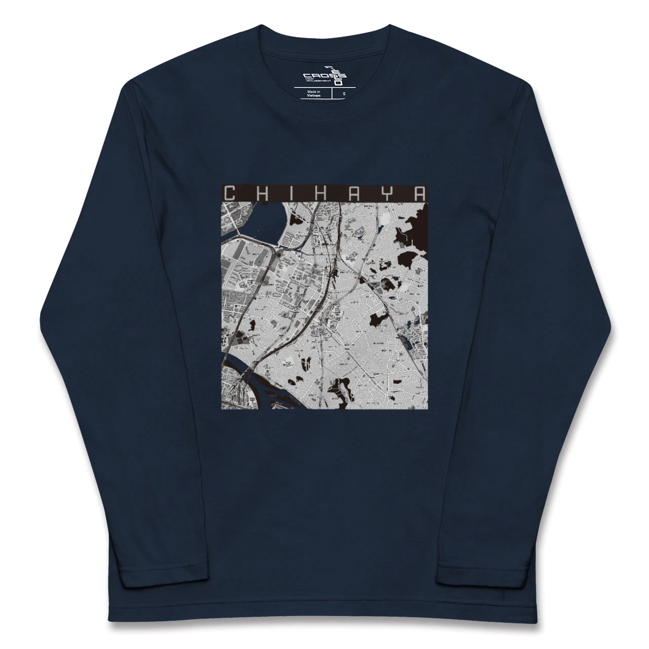 【千早(福岡県)】地図柄ロングスリーブTシャツ